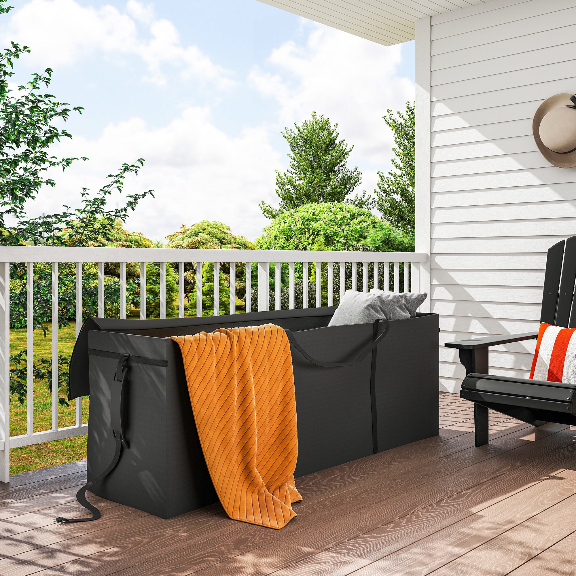 Garden Cushion Storage Bag, Cushion Bag, Protective Cover with Carrying Handle Zipper, Waterproof UV-Resistant 600D Oxford, for Cushion Covers, Christmas Trees 200x60x75 cm Black