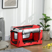 Foldable Pet Stroller for Dogs and Cats, Removable Bassinet, 4-Wheel with Brake, 600D Oxford Fabric 81 x 58 x 97.5 cm Red