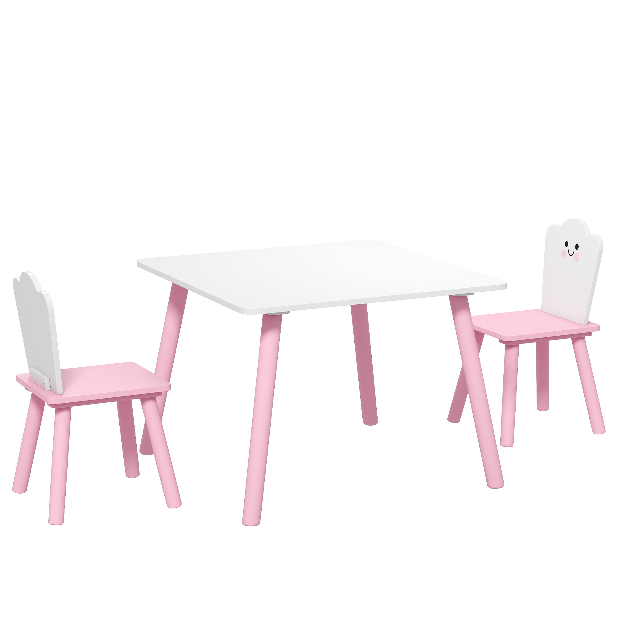 Kids Table with 2 Chairs — Wooden Activity Set for Drawing, Play & Study, Gift for Boys & Girls Ages 3–6, Pink