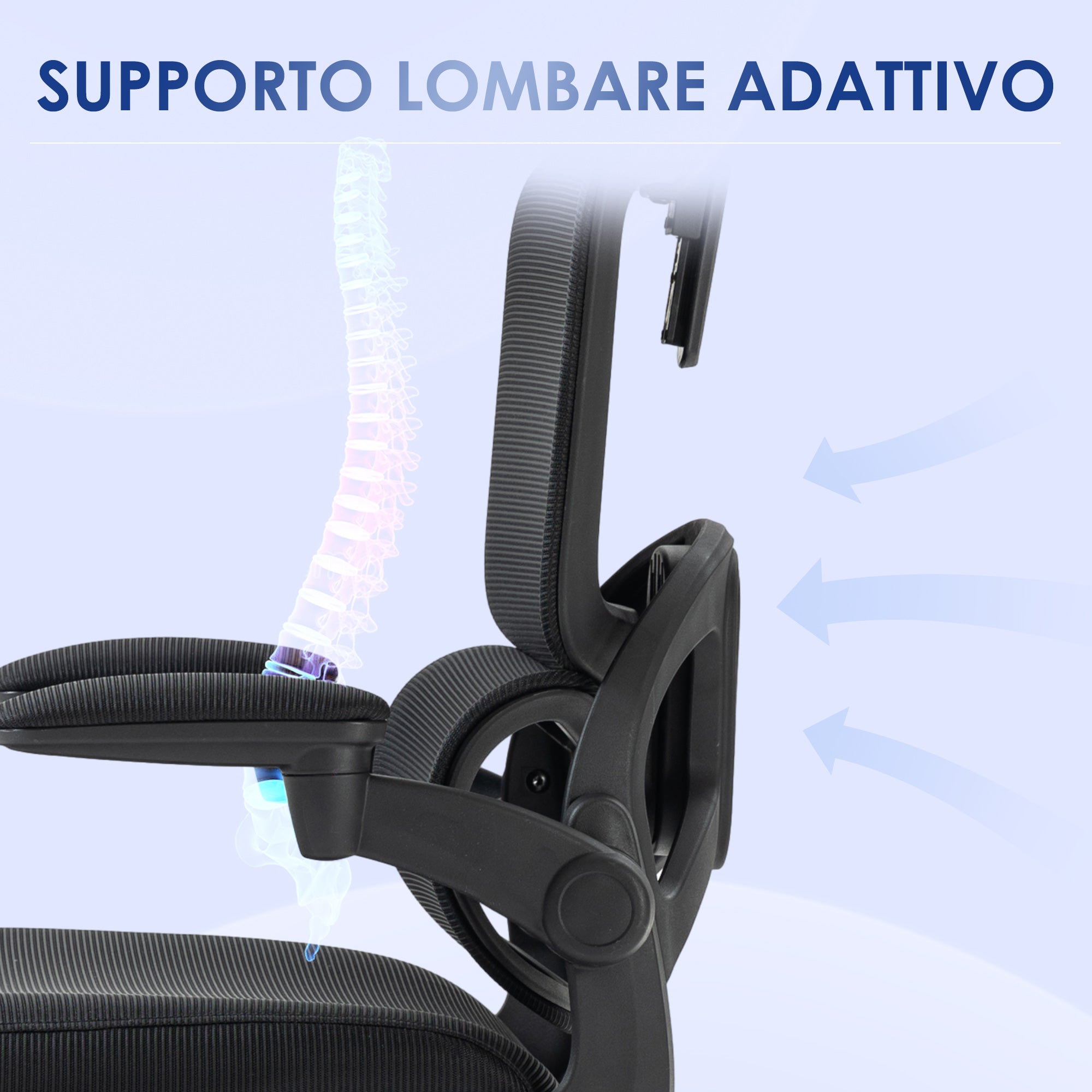 Adjustable Height Office Chair with Tilt Function, Adjustable Armrests, and Lumbar Support, 62x58x120-133 cm, Black