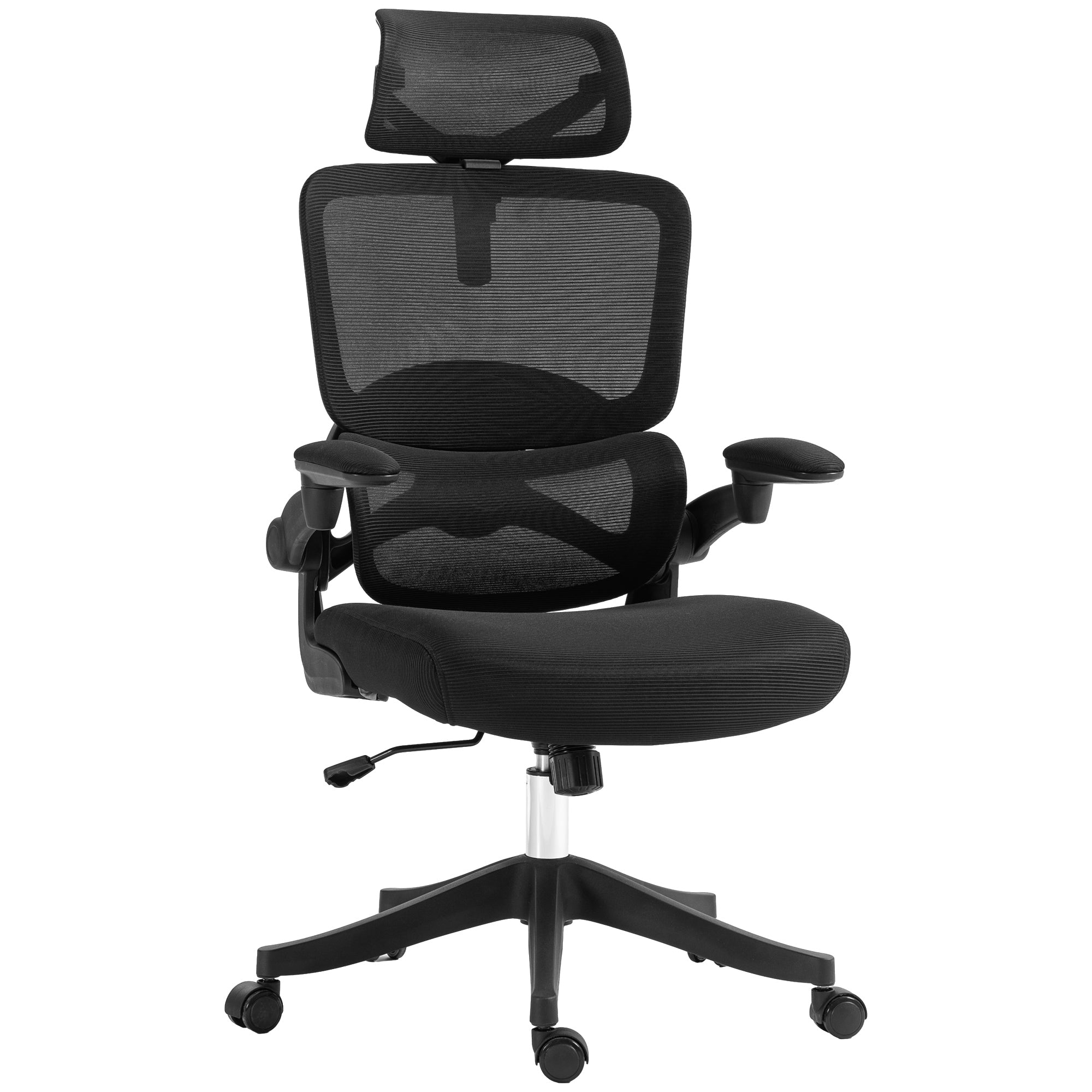 Adjustable Height Office Chair with Tilt Function, Adjustable Armrests, and Lumbar Support, 62x58x120-133 cm, Black