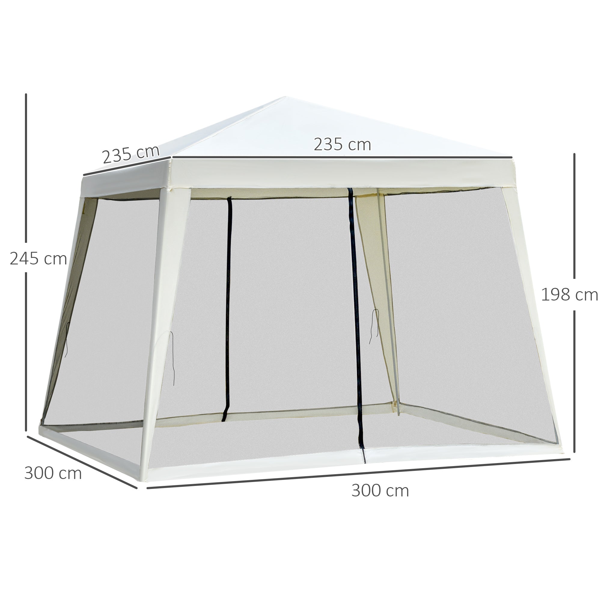 Garden Pavilion Gazebo Party Tent Weatherproof Tent with Mosquito Net Metal + Polyester Cream White 3 x 3 m