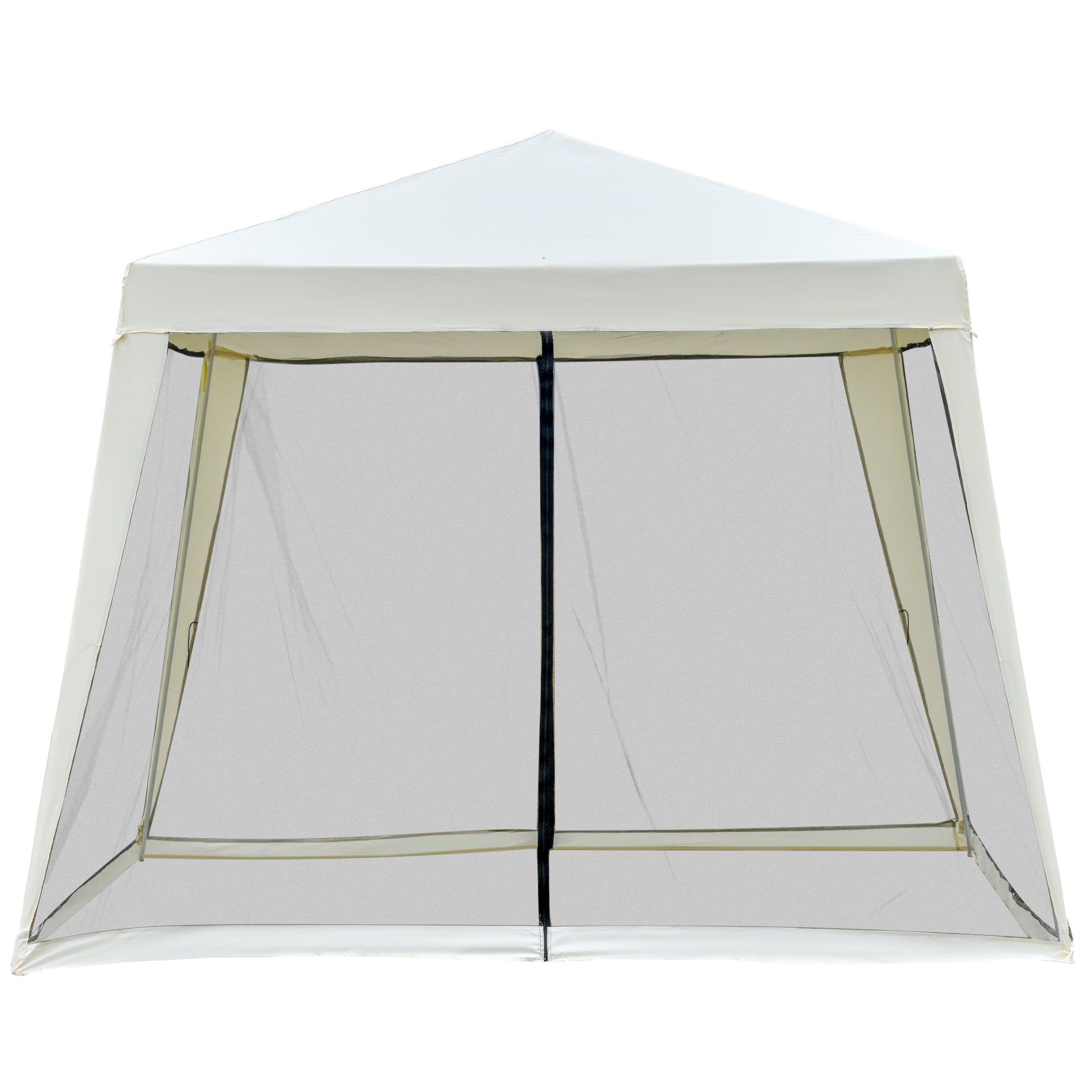 Garden Pavilion Gazebo Party Tent Weatherproof Tent with Mosquito Net Metal + Polyester Cream White 3 x 3 m