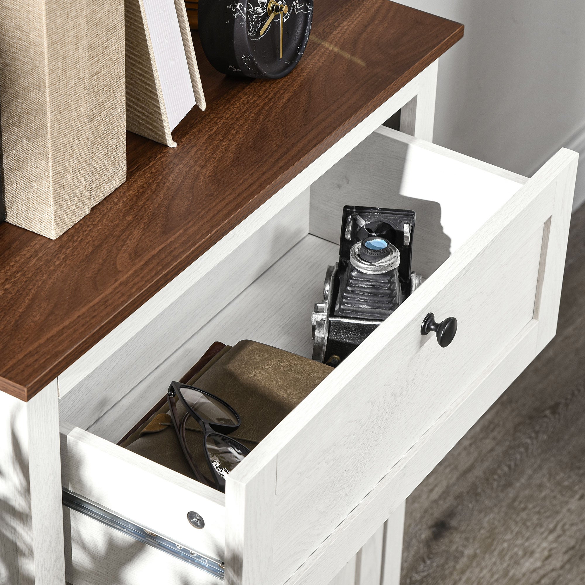 Sideboard for Living Room Storage Cabinet with Double Doors Drawer and Adjustable Shelf for Kitchen Bedroom 60x30x87.4 cm White