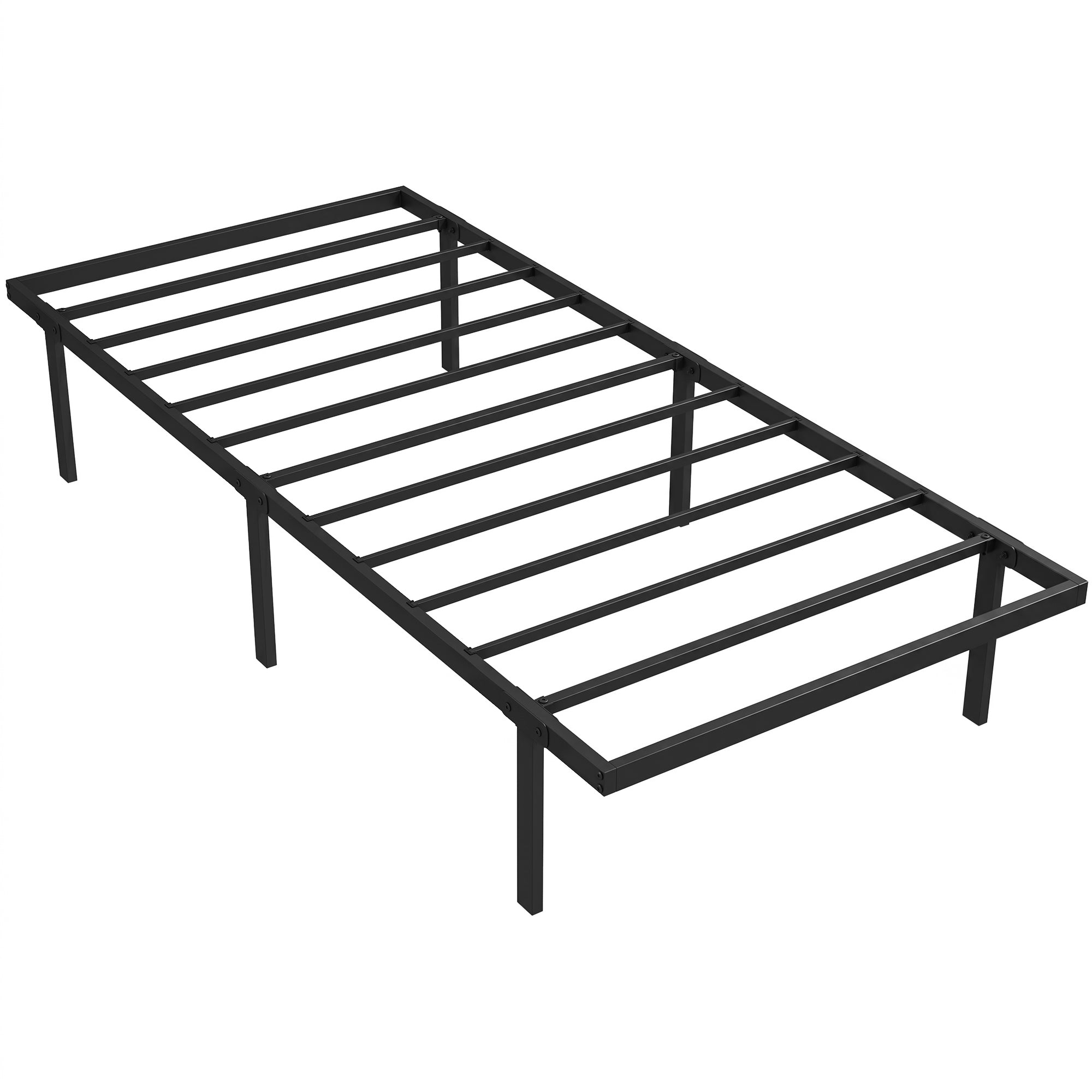 Metal Bed Frame with Under-Bed Storage, 14.0" Height, Quiet Design, No Slats Needed, Easy Assembly, 35.4 x 78.7 in (90 x 200 cm), Black