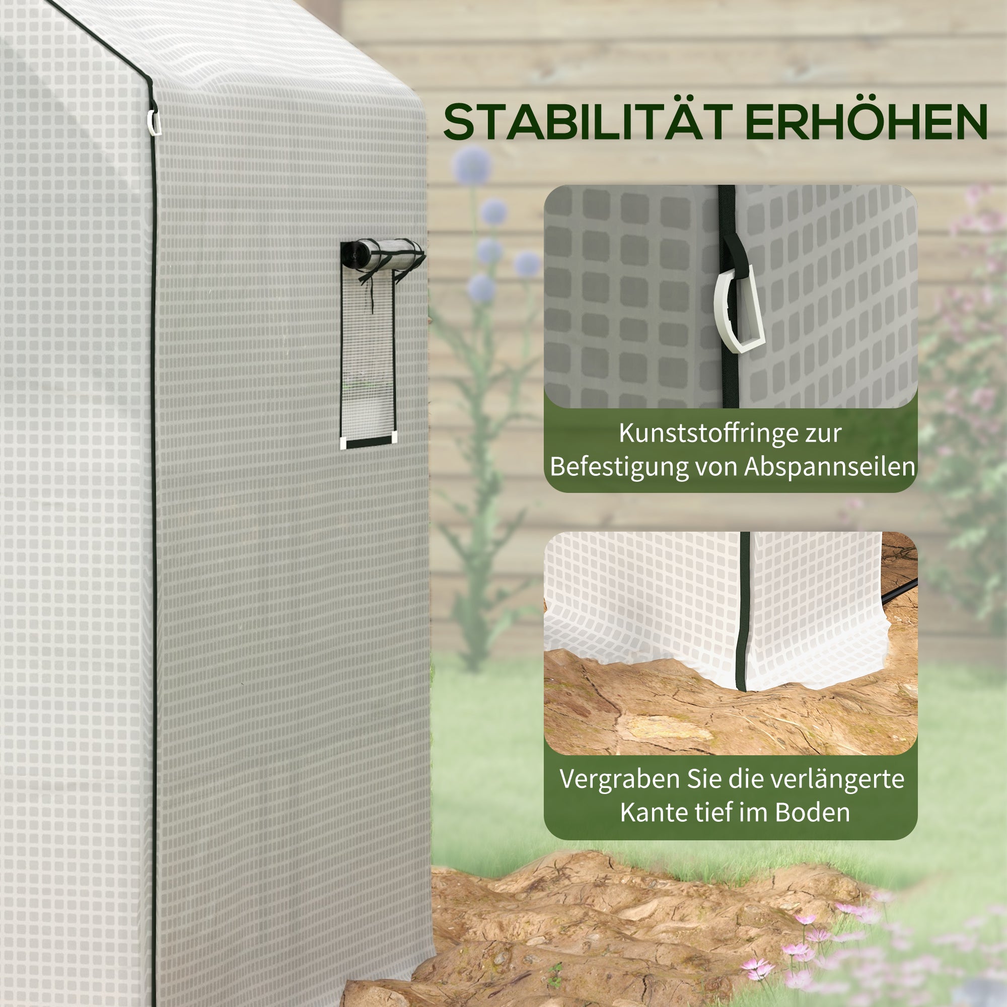 greenhouse film 1.4 x 1.9 m, waterproof garden film with UV protection side window, tear-resistant film made of polyethylene, cover for greenhouse, tunnel film for outdoor use, plants, white