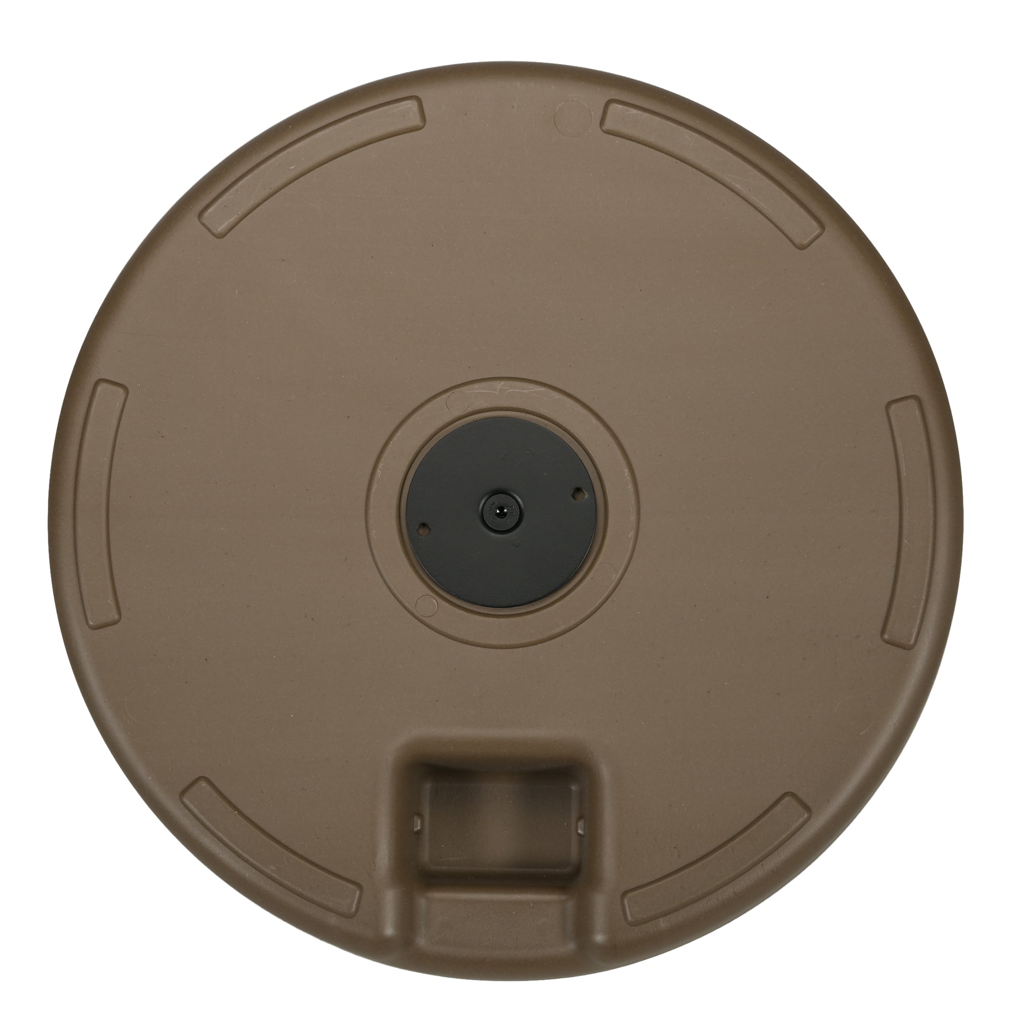 Umbrella Base with Built-in Handles, HDPE and Steel Umbrella Stand with Side Spout, for Umbrella Poles of Ø38/48 mm, Ø51x36 cm, Brown and Black