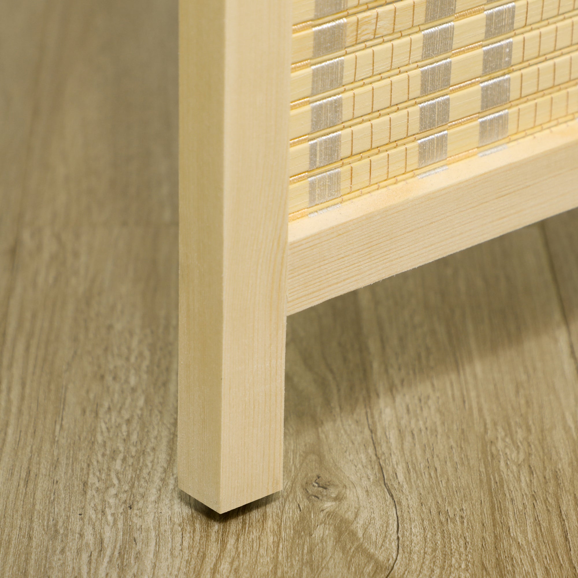 4-panel 180 x 180 cm Room Divider Privacy Screen Partition made of Bamboo, Foldable Soundproof Room Divider for Living Room Natural