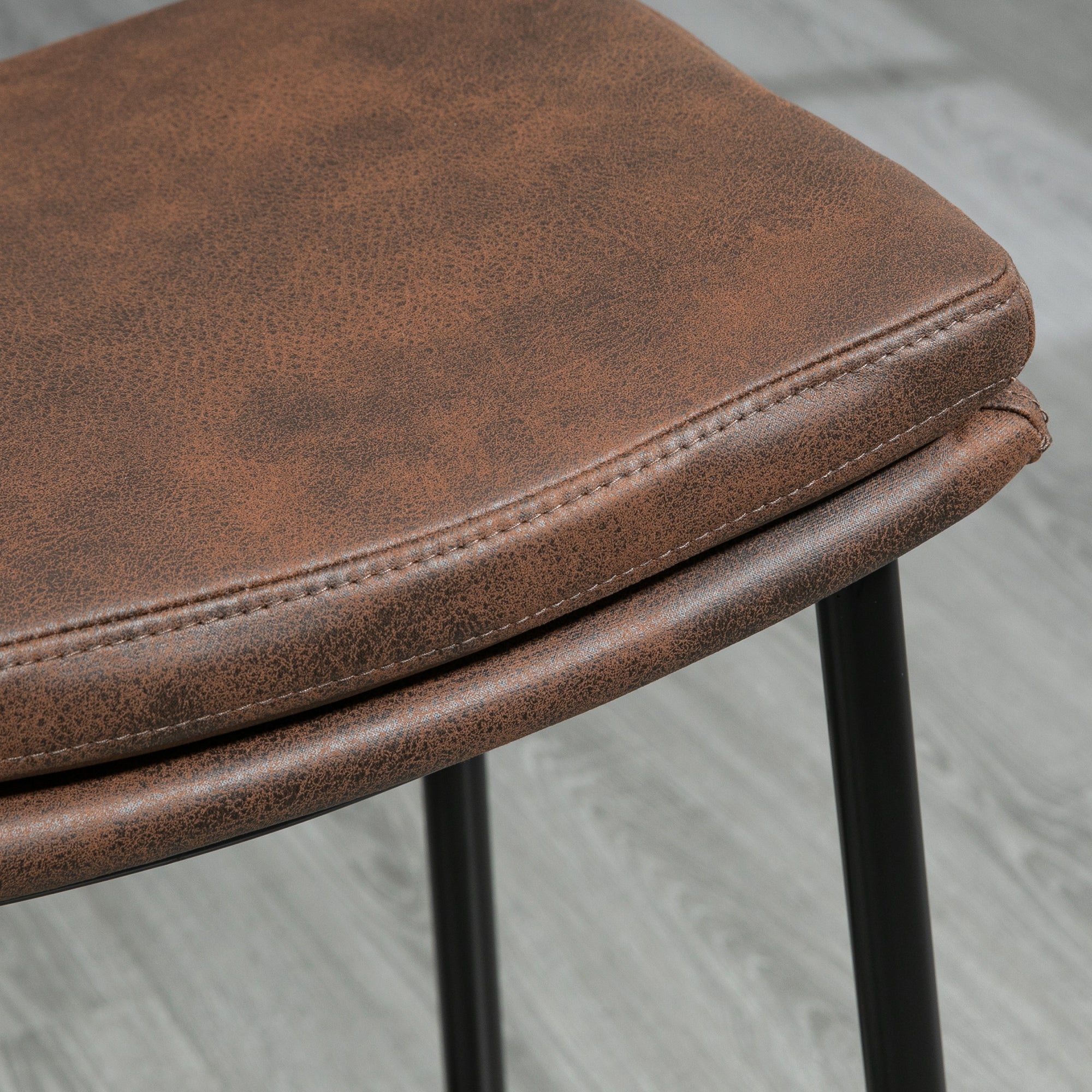 Set of 2 High Kitchen Stools High Kitchen Chairs without Backrest with Industrial Style Steel Structure Load 120 kg for Bar Living Room Dining Room Brown