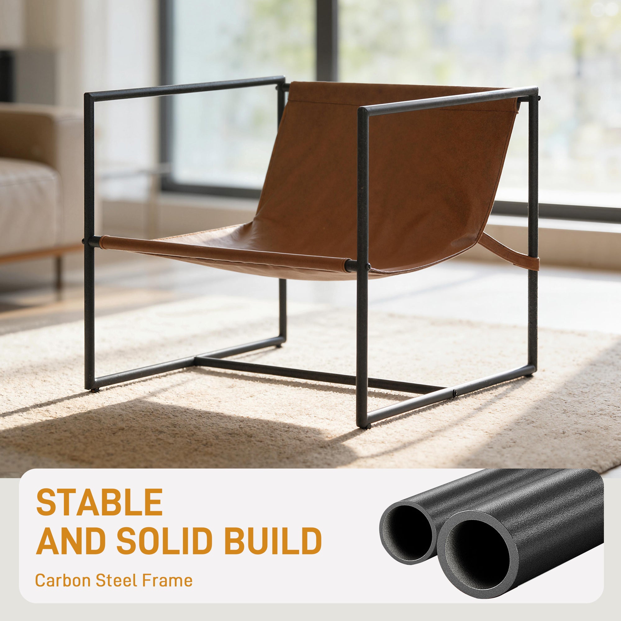 Bouclé Accent Chair – Plush Wide Seat, Carbon Steel Frame, Cream