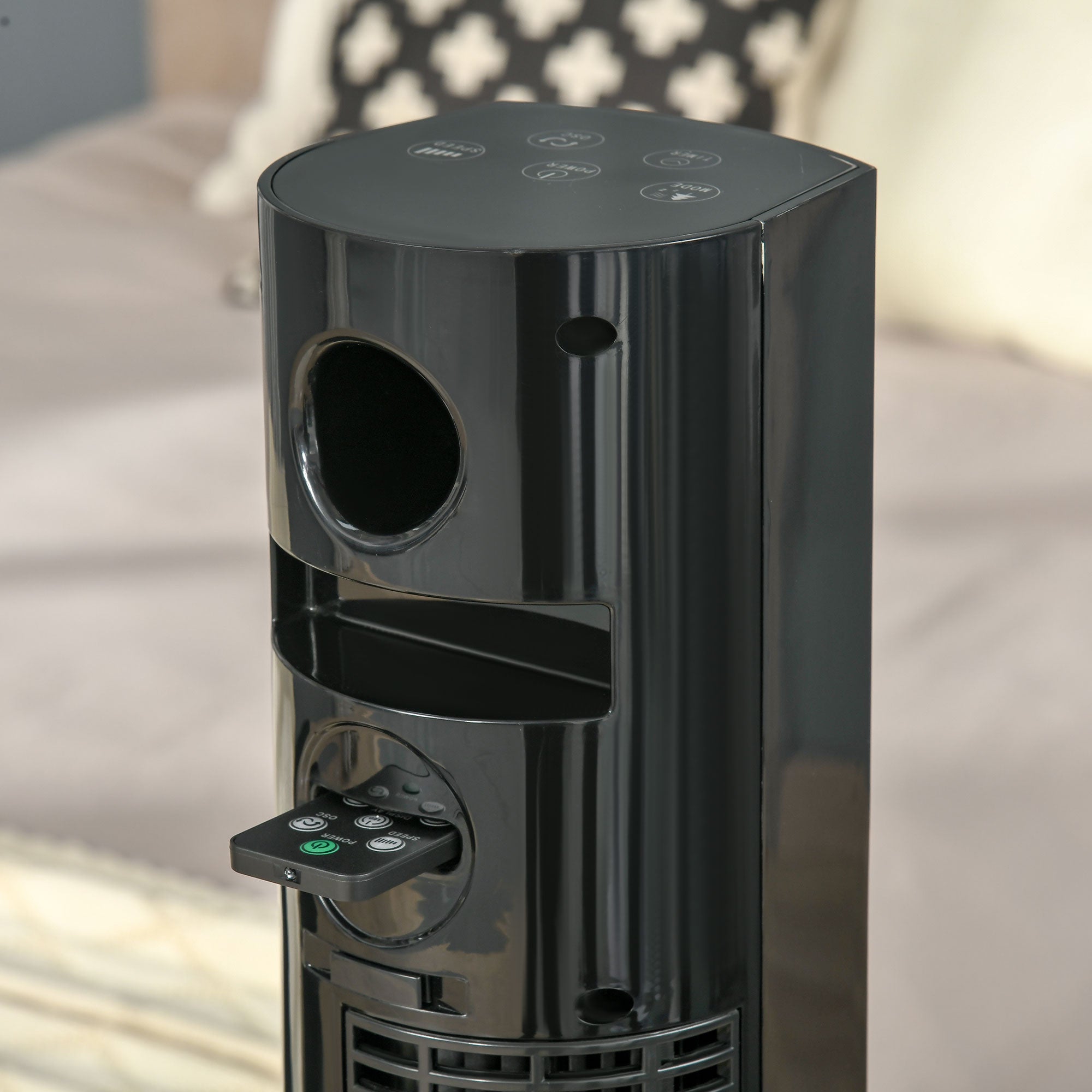 Tower Fan with Remote Control 45W 70° Oscillation Column Fan Fan with Aroma Diffuser Timer Function 3 Ventilation Levels Black