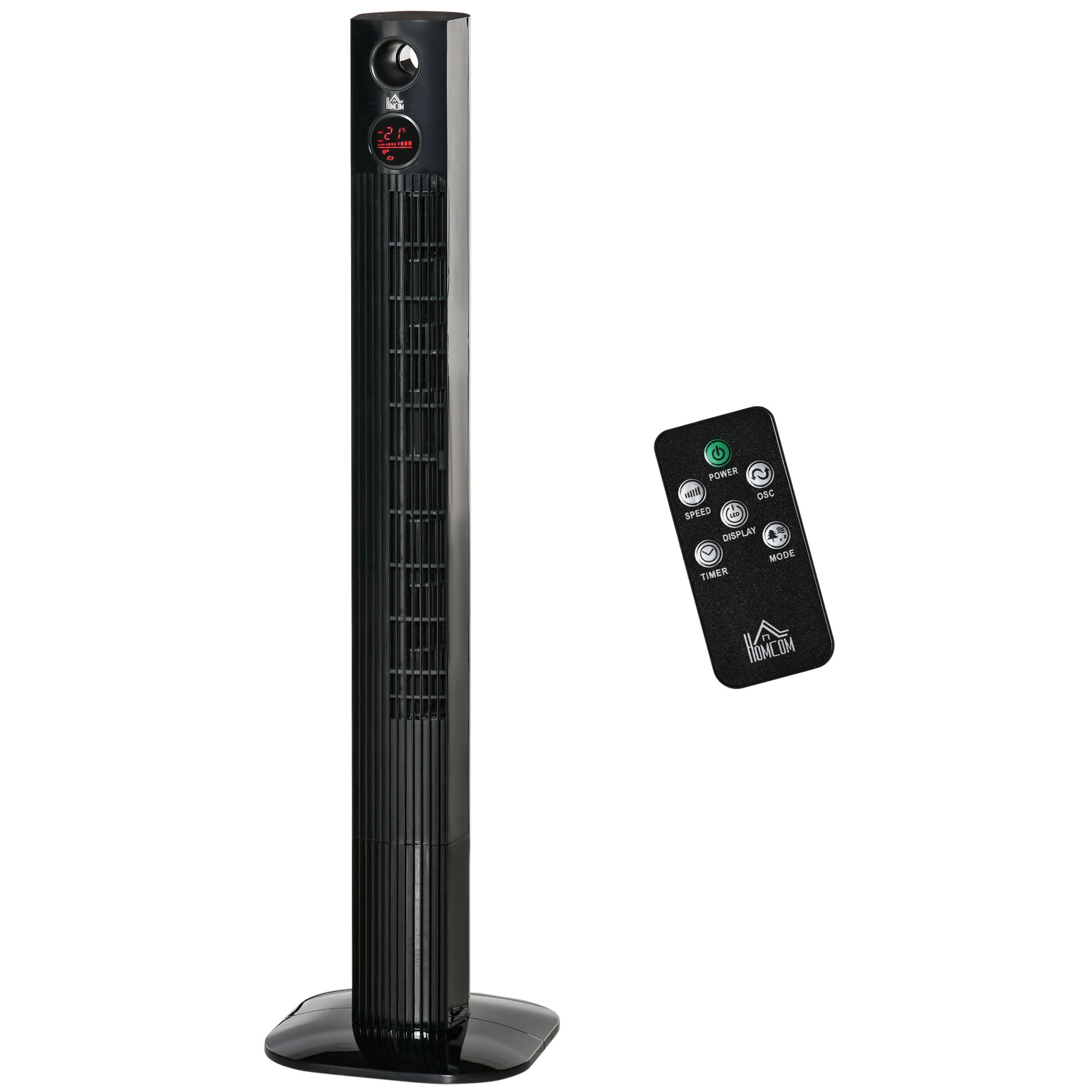Tower Fan with Remote Control 45W 70° Oscillation Column Fan Fan with Aroma Diffuser Timer Function 3 Ventilation Levels Black