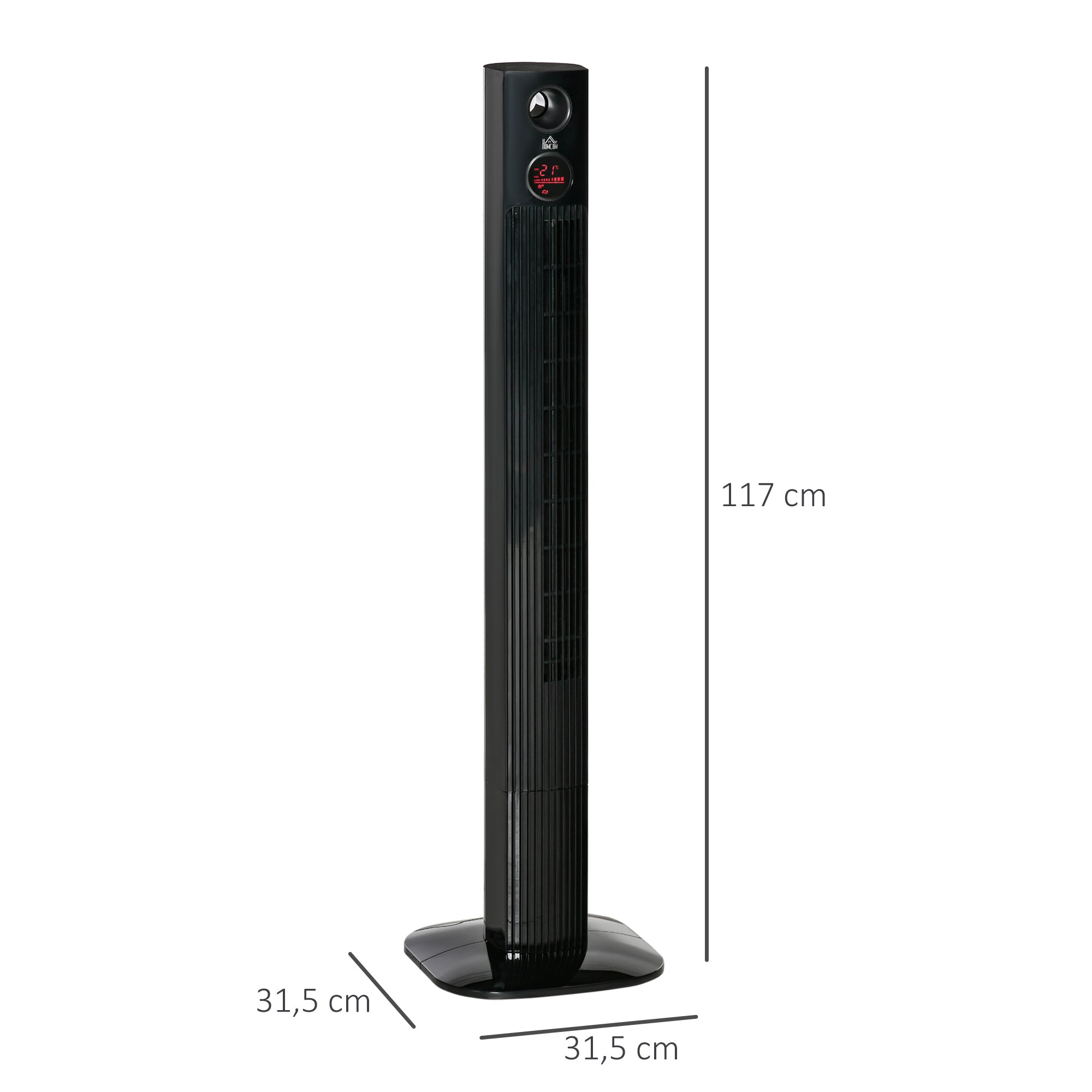 Tower Fan with Remote Control 45W 70° Oscillation Column Fan Fan with Aroma Diffuser Timer Function 3 Ventilation Levels Black