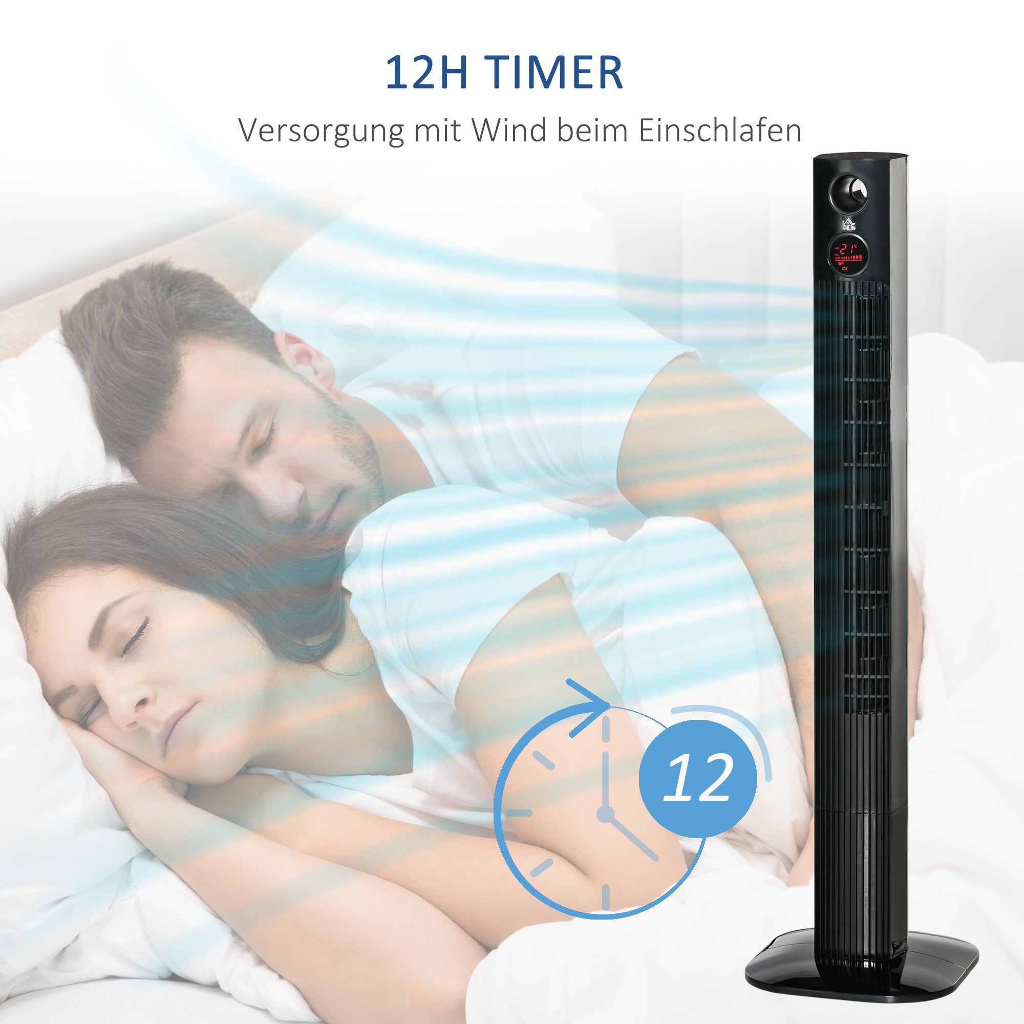 Tower Fan with Remote Control 45W 70° Oscillation Column Fan Fan with Aroma Diffuser Timer Function 3 Ventilation Levels Black