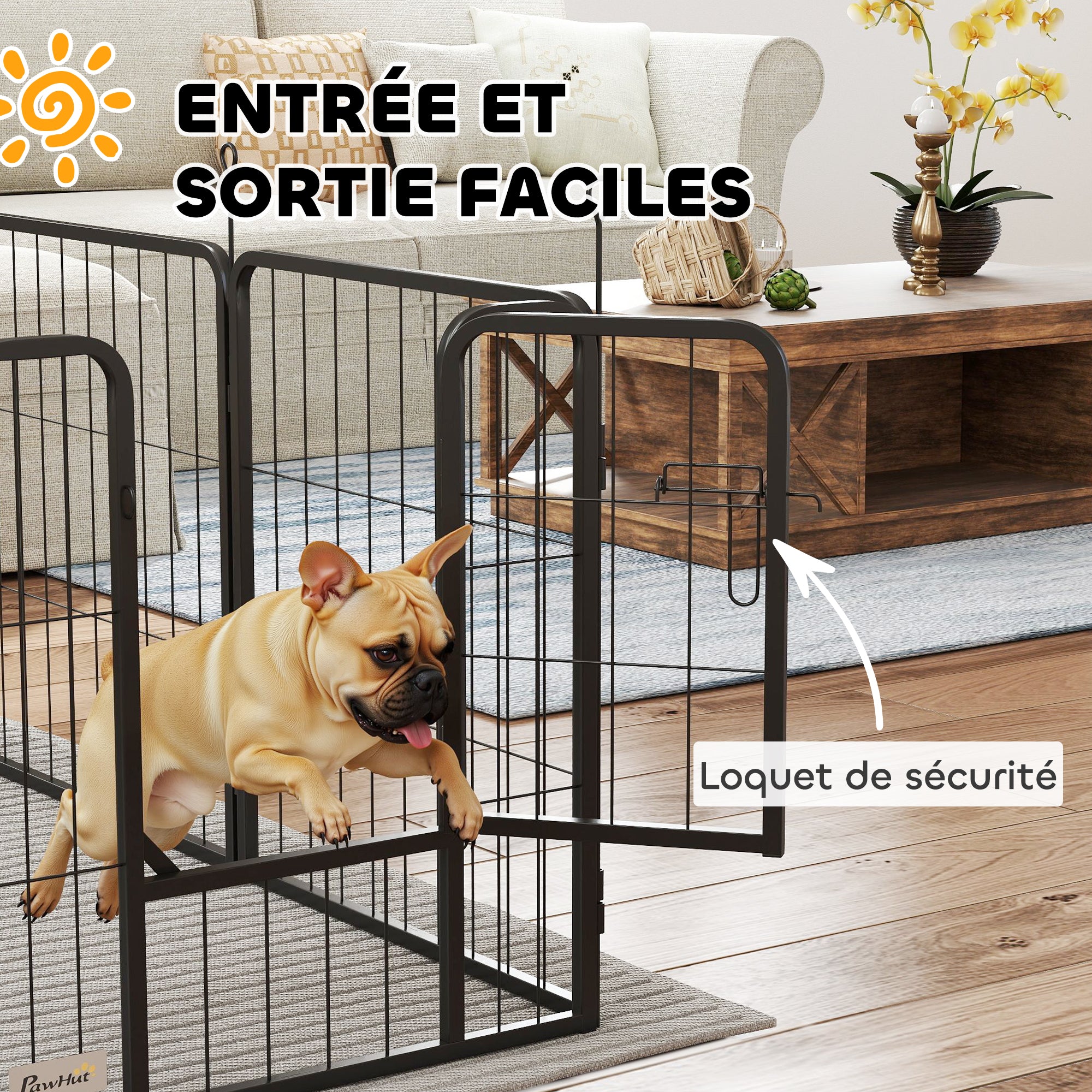 Dog Park, 16-Panel Modular and Foldable Dog Enclosure, Portable Metal Enclosure 60H cm with Door, Fence for Cat, Puppy, and Small Animals, Indoor and Outdoor, Black