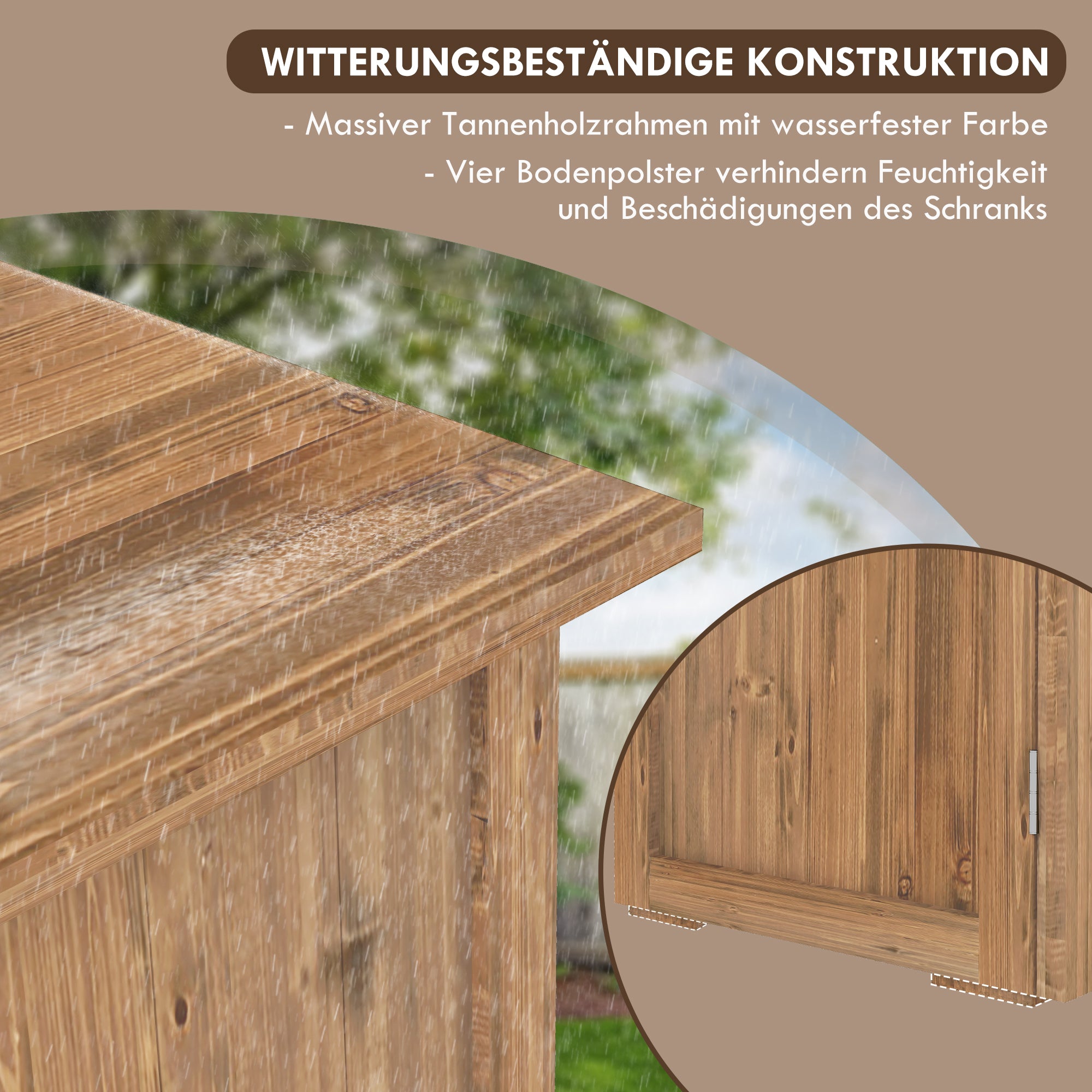 Wooden Garden Shed, Wood Tool Storage Cabinet, Outdoor Weatherproof Tool Shed, Tool Shed with Double Doors, Multi-Purpose Cabinet for Garden, Balcony, 77 x 55 x 72 cm Brown