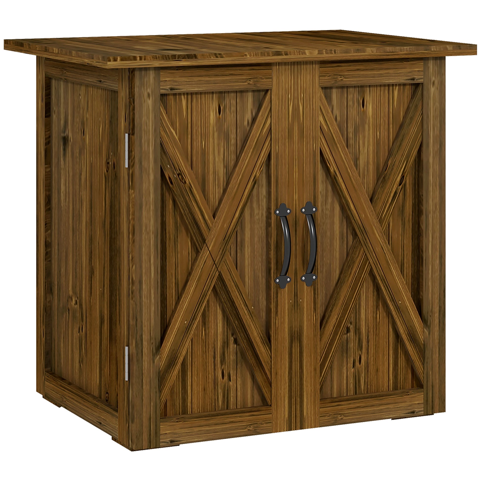 Wooden Garden Shed, Wood Tool Storage Cabinet, Outdoor Weatherproof Tool Shed, Tool Shed with Double Doors, Multi-Purpose Cabinet for Garden, Balcony, 77 x 55 x 72 cm Brown