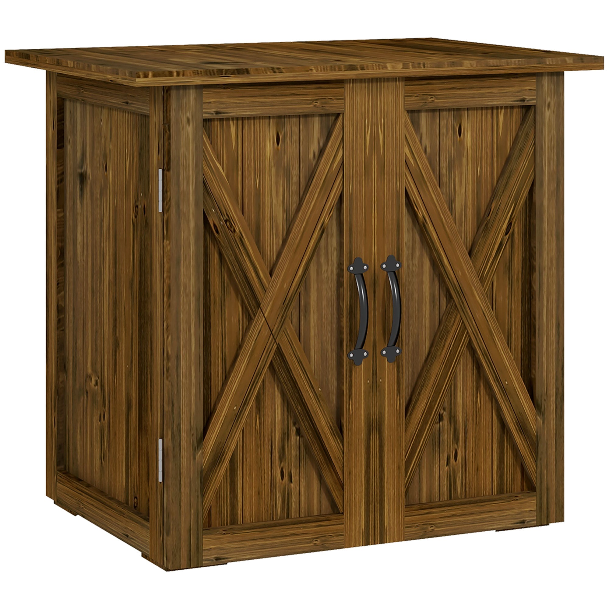 Wooden Garden Shed, Wood Tool Storage Cabinet, Outdoor Weatherproof Tool Shed, Tool Shed with Double Doors, Multi-Purpose Cabinet for Garden, Balcony, 77 x 55 x 72 cm Brown