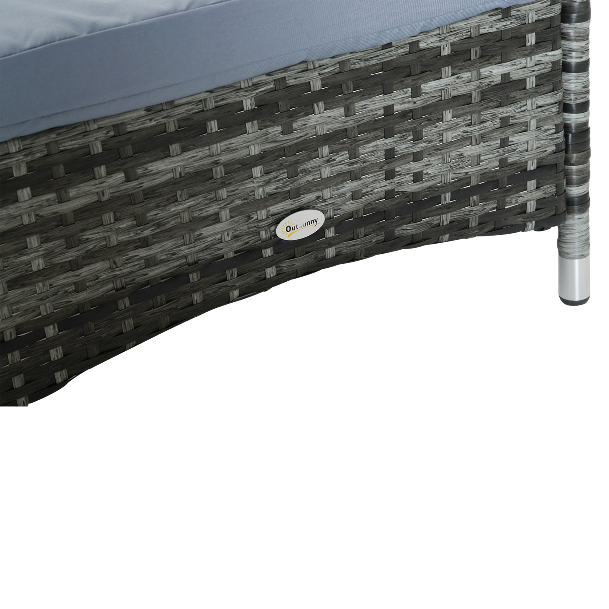 Rattan Sun Lounger with 5-Position Adjustable Backrest, Cushion, Wheels, Pillow, 160 kg Capacity Recliner Chair for Garden, 200x73x30-103cm, Gray