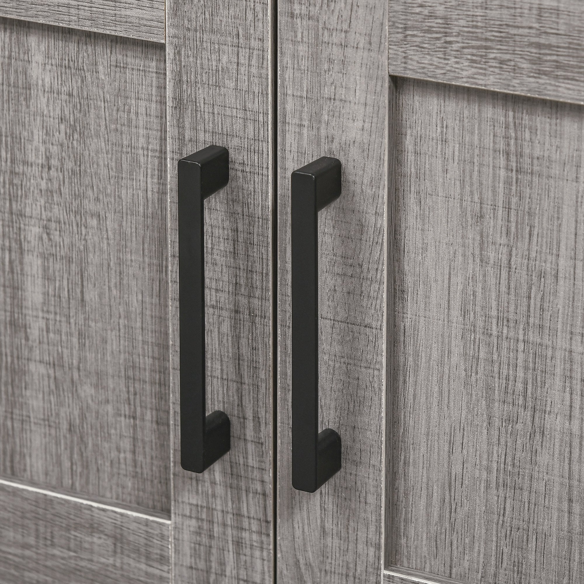 Under Sink Cabinet Wooden Floor Cabinet for Bathroom with 2 Doors and Open Shelf Modern Style 60x30x60 cm Grey