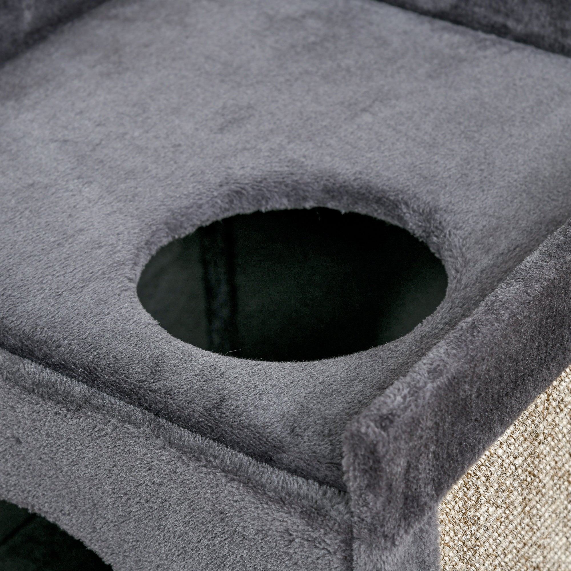 Scratching Post, Height 81 cm, Cat Scratching Tree with 2 Caves, Scratching Tower with Scratching Board, Cat Tower with 2 Levels, Cat Barrel for Cats up to 6 kg, Dark Gray