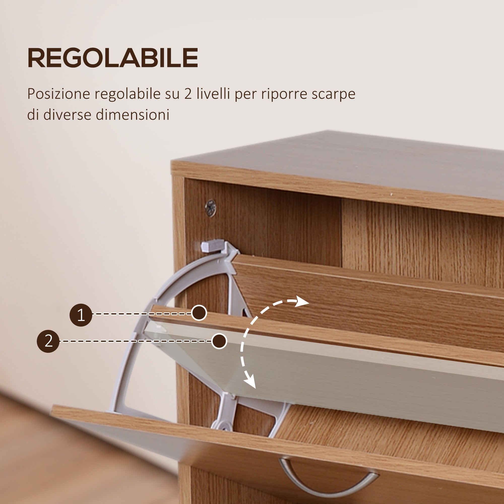 Slim Entry Shoe Rack with 4 Fold-Down Doors, Modern Shoe Storage for 24 Pairs of Shoes with Adjustable Shelves, Wood Color, 120x24x81cm