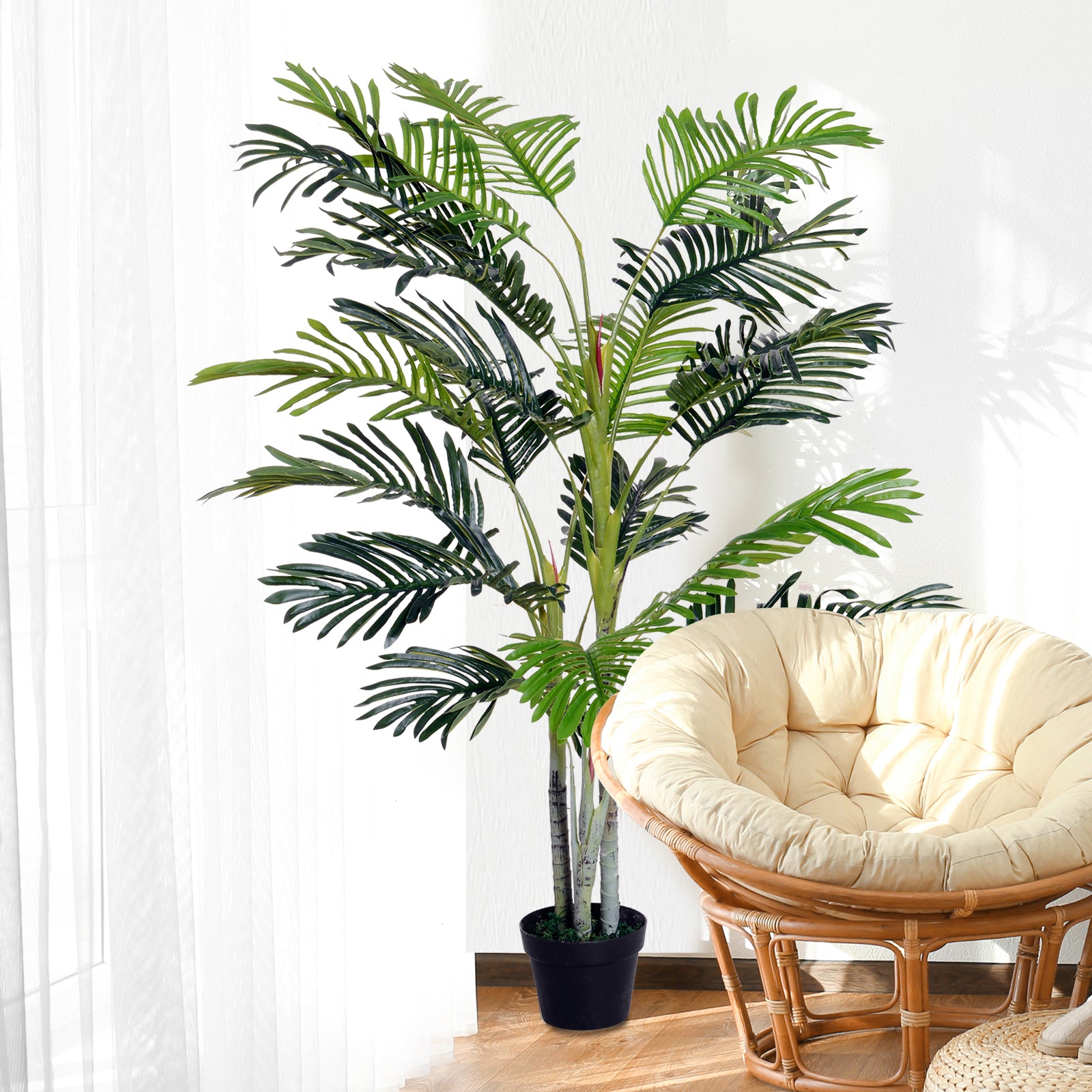 Artificial Palm Tree Large 150 cm, Artificial Plant, Artificial Palm, Plastic Artificial Plants in Pot, Fake Plant like real for Living Room Bedroom Office Garden Modern Decoration Gift