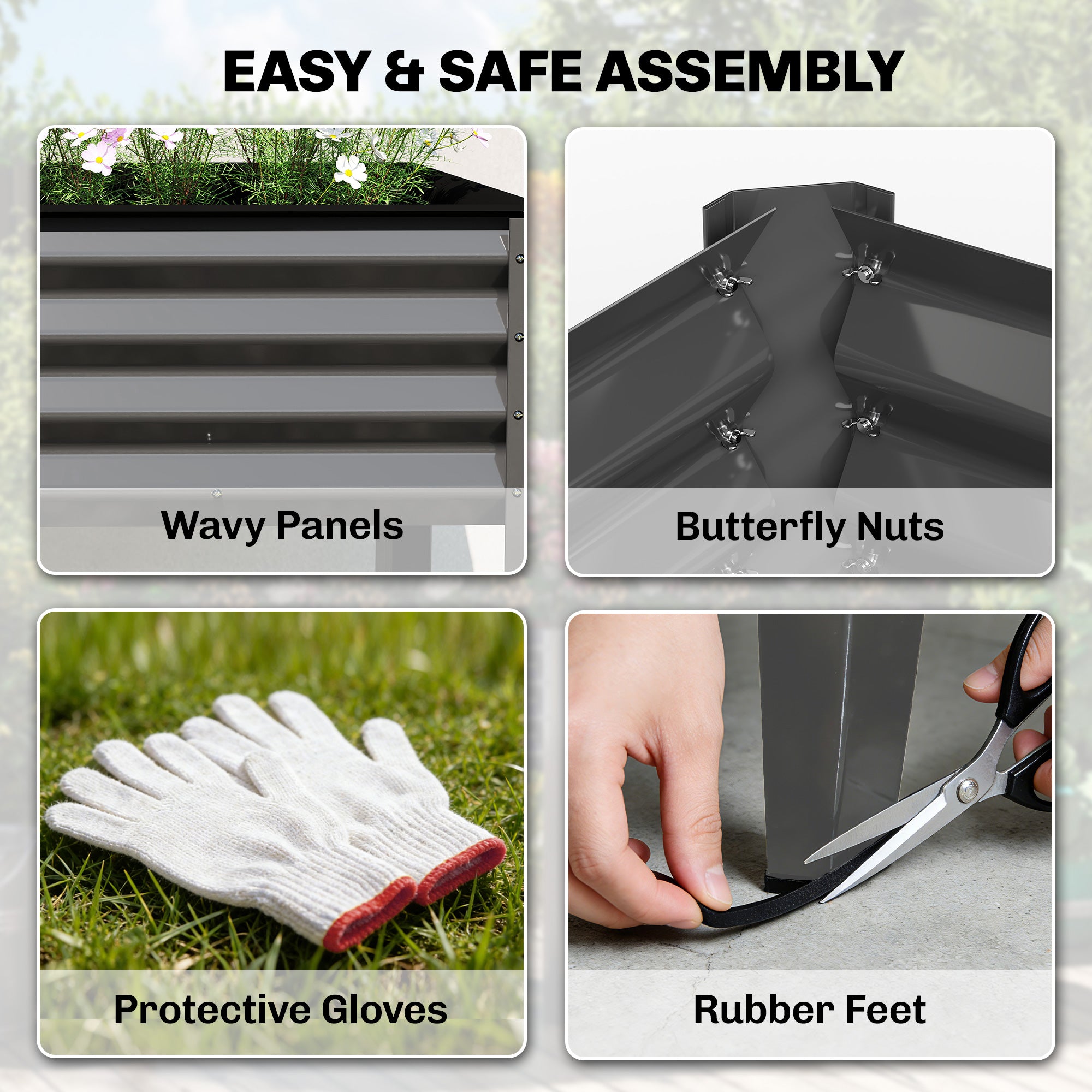 Metal Raised Garden Bed – Extra-Large Planter with Reinforcement Bars & Fabric Liner, Elevated Planter 180 x 55 x 80 cm (71 x 21.7 x 31.5 in), Dark Gray