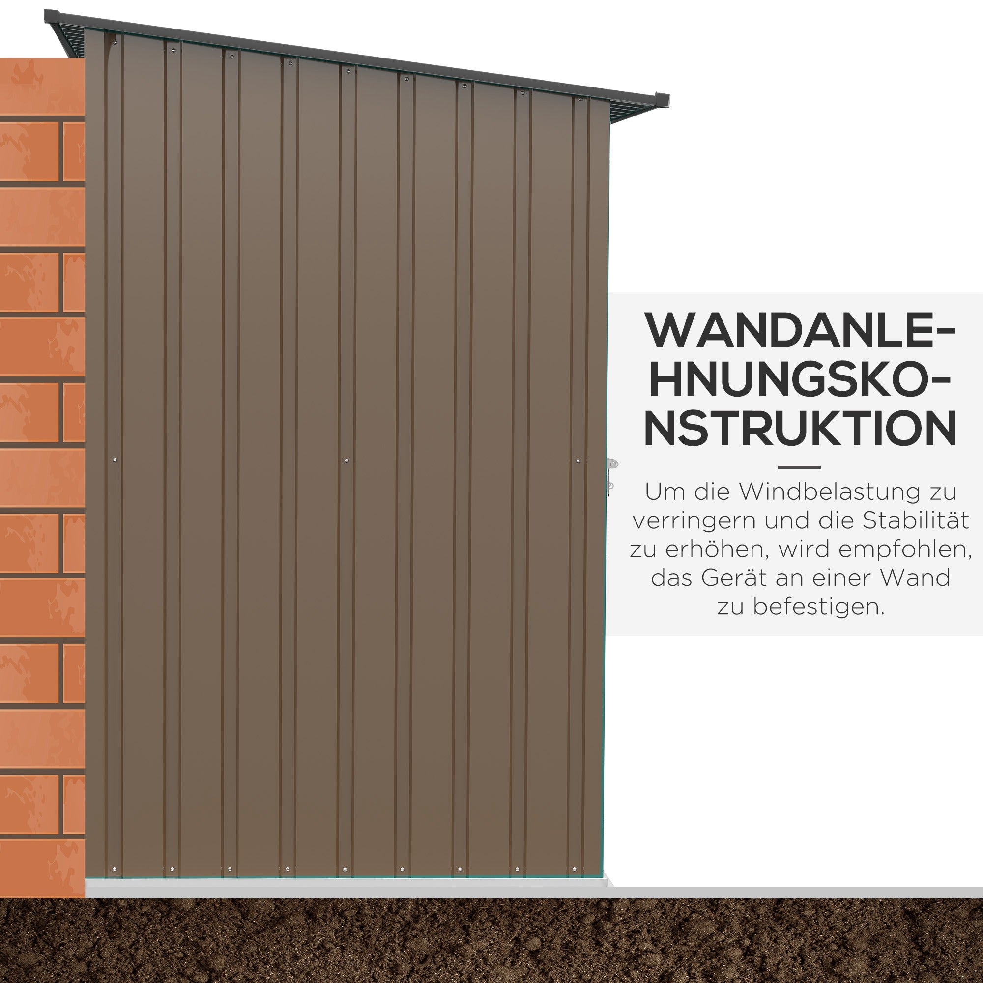 Metal Tool Shed 1.6m³ 100x103x160cm Garden Shed with Pent Roof Lockable Door Weatherproof Outdoor Storage Cabinet for Garden Yard, Brown