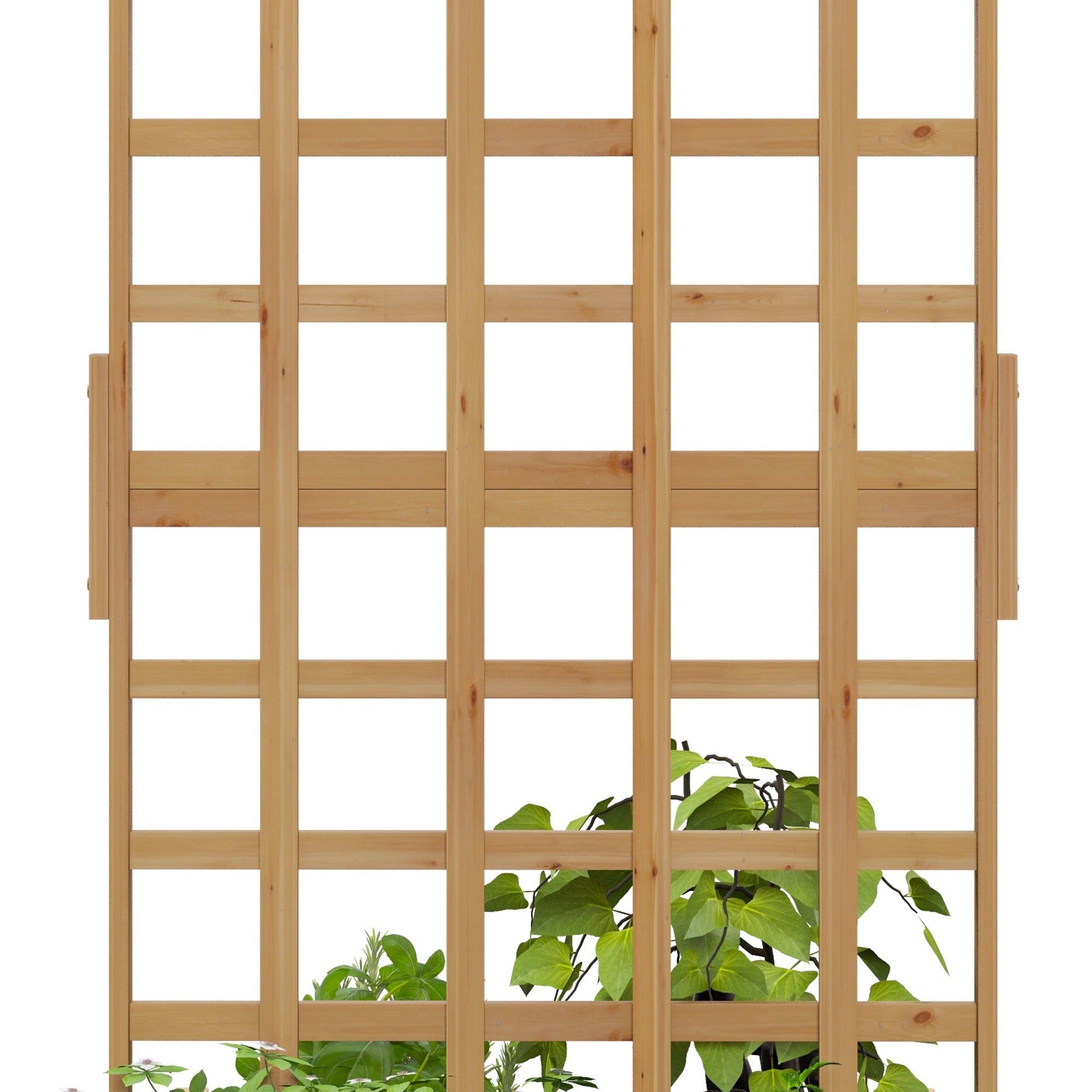 Planter with Trellis, Flower Box with Liner, Raised Wooden Planter for Climbing Plants, Vegetables - 100 x 60 x 150 cm Natural