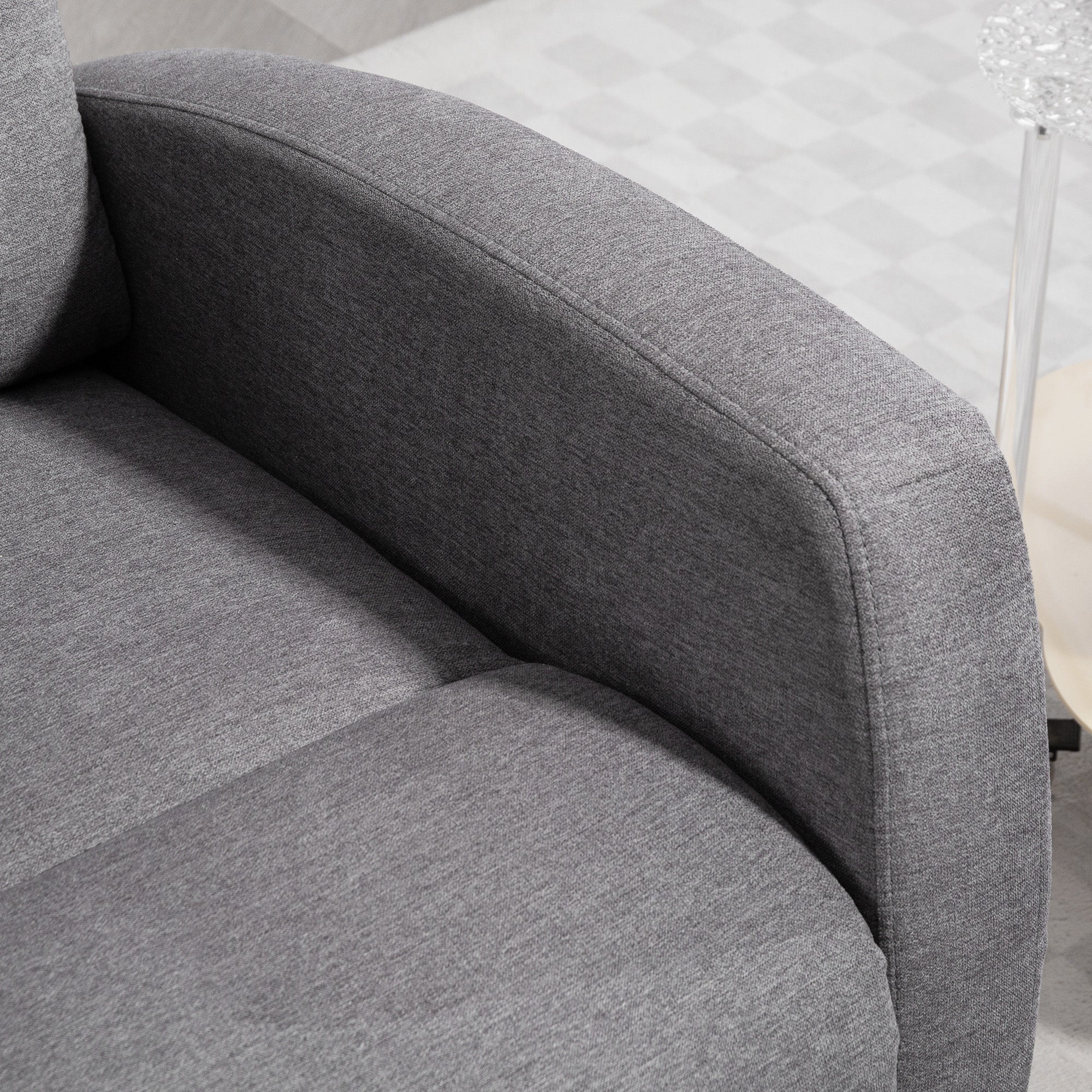 Recliner Chair, TV Armchair with Reclining Function, Padded TV Chair with Footrest, Linen Look Relax Chair for Living Room, Bedroom up to 150 kg, Dark Grey