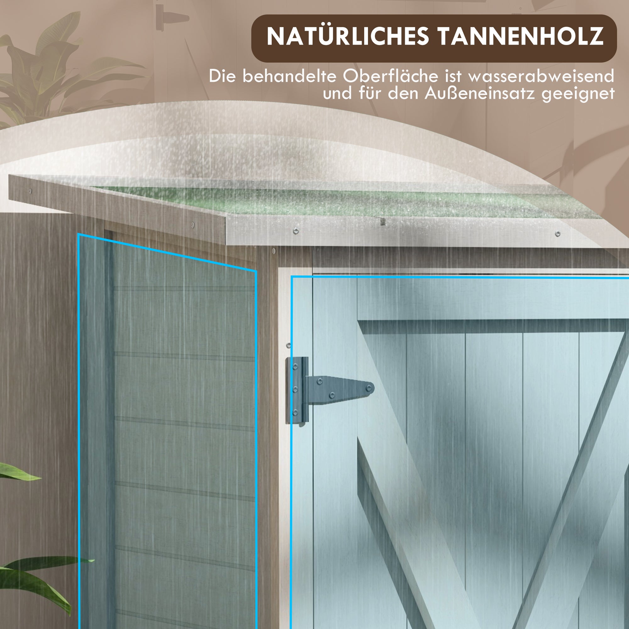 Wooden Garden Cabinet, Weatherproof Tool Shed 110 x 55 x 117 cm, Garden House with Door, Pent Roof, Shelves, Tool Cabinet, Garden Tool Shed for Garden Terrace Light grey