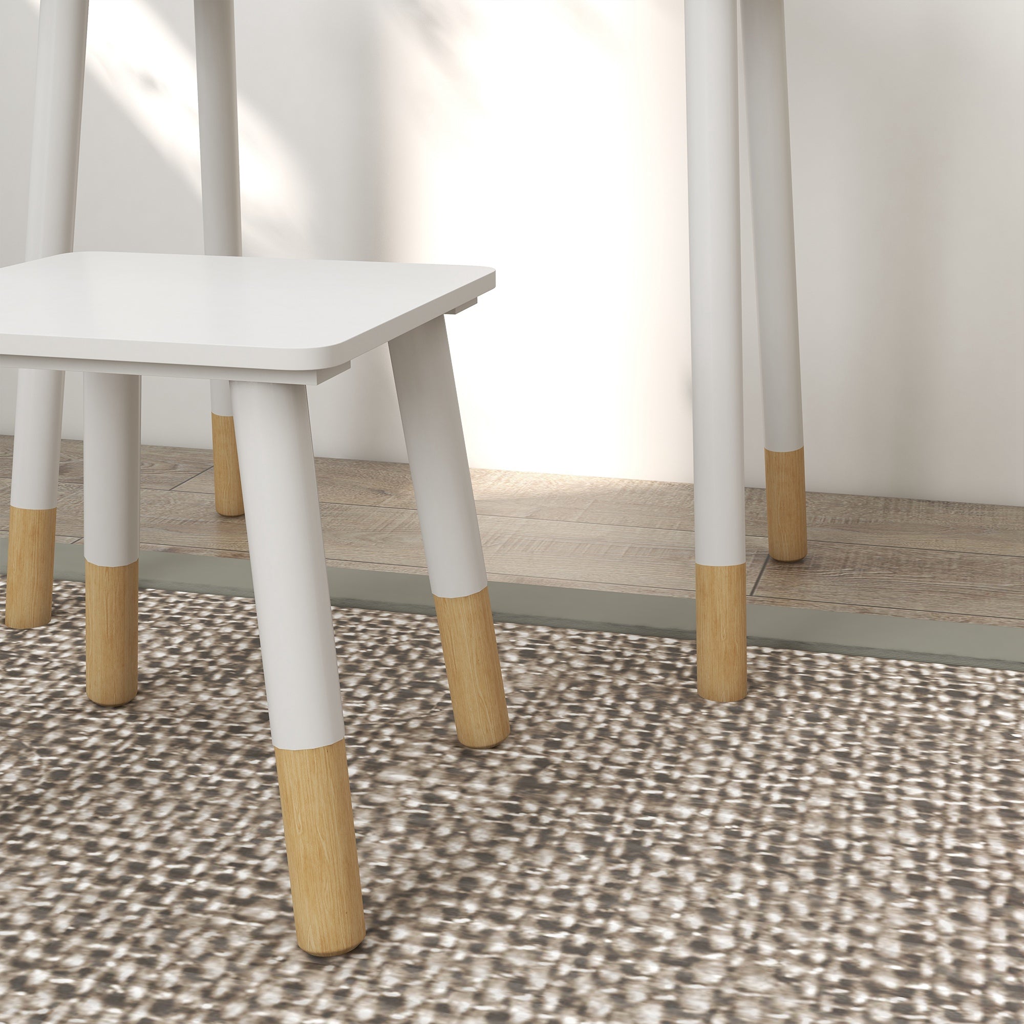 Girls Dressing Table with Stool Children's Makeup Dresser for Girls 3+ Years with Safety Mirror Simple White Design