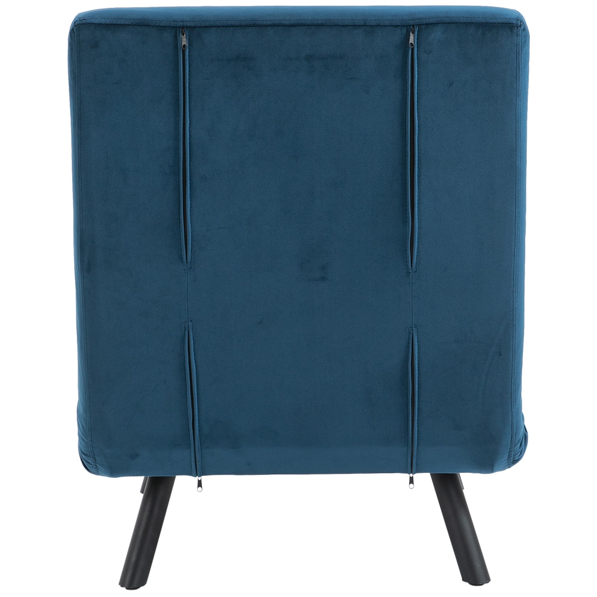 Sleeper Chair 3-in-1 Convertible Chair Bed, Blue Folding Sofa Bed with 5-Position Adjustable Backrest, Velvet-Look Recliner Chair with Pillow and Rubberwood Armrests for Living Room