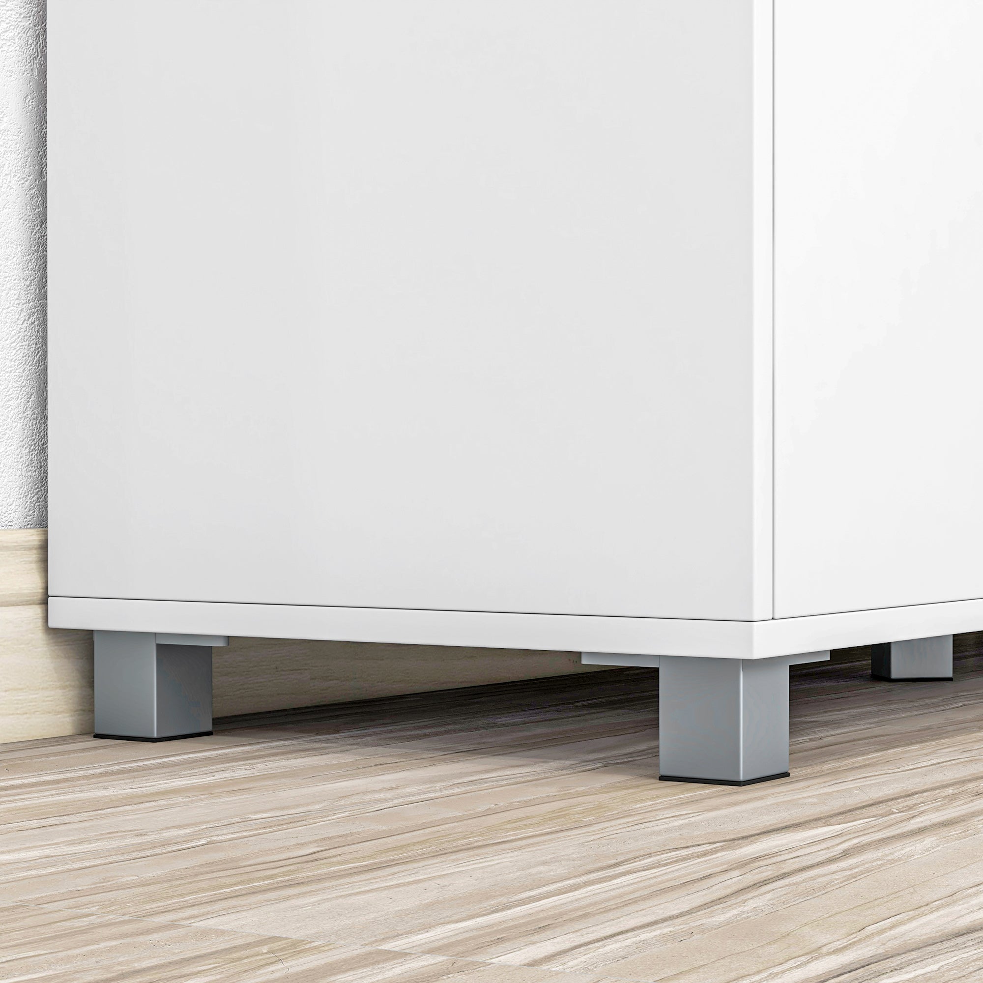 Modern Wooden Kitchen Sideboard with Cabinets, Drawer, and Open Compartment, Multi-Purpose Mobile Unit for Kitchen and Living Room, 105x39x83cm, White