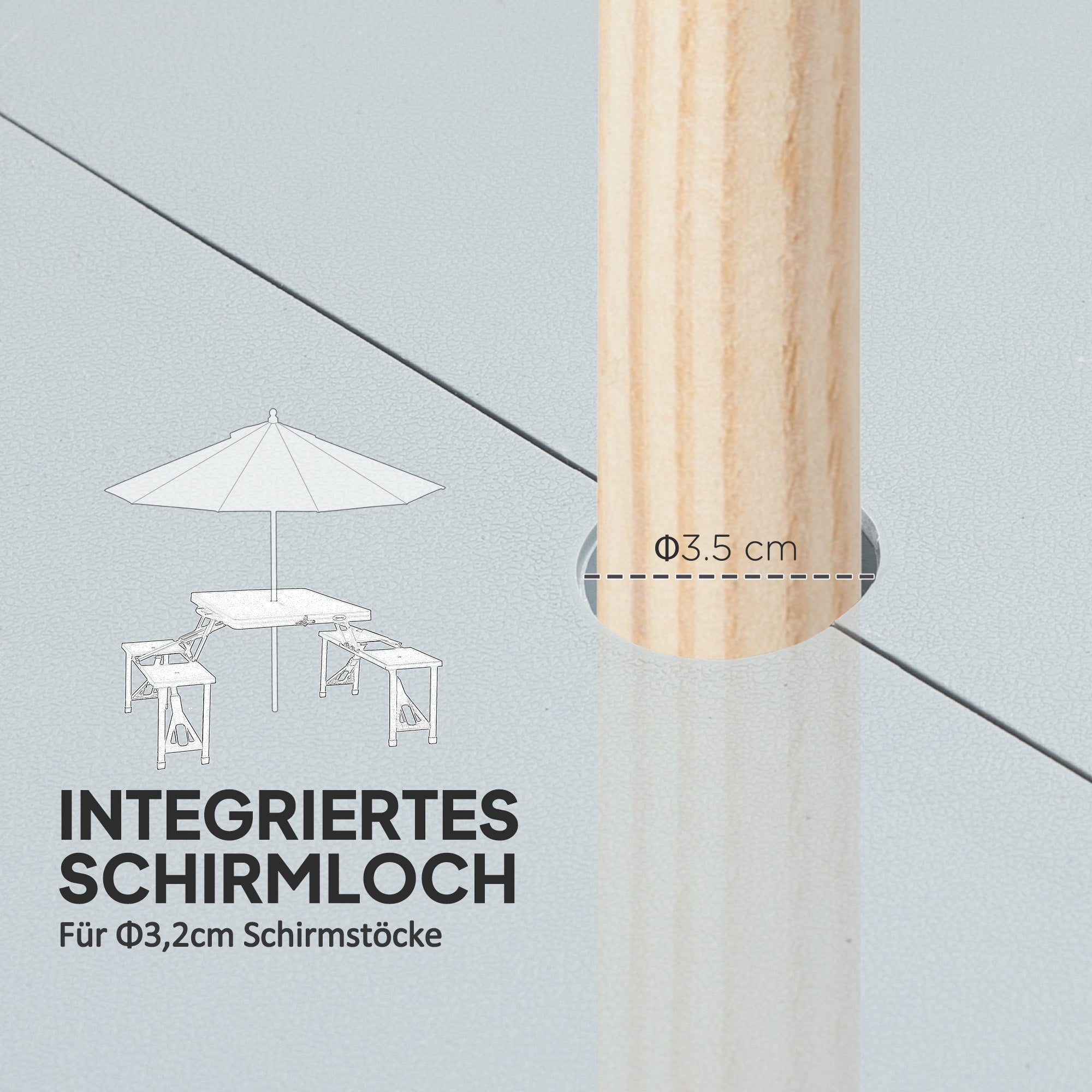 Camping Table Folding Table with 4 Chairs Foldable Garden Table Made of Aluminum Lightweight Multi-functional Table 4 Persons Side Table for Garden Patio Balcony 85.5 x 135cm Grey