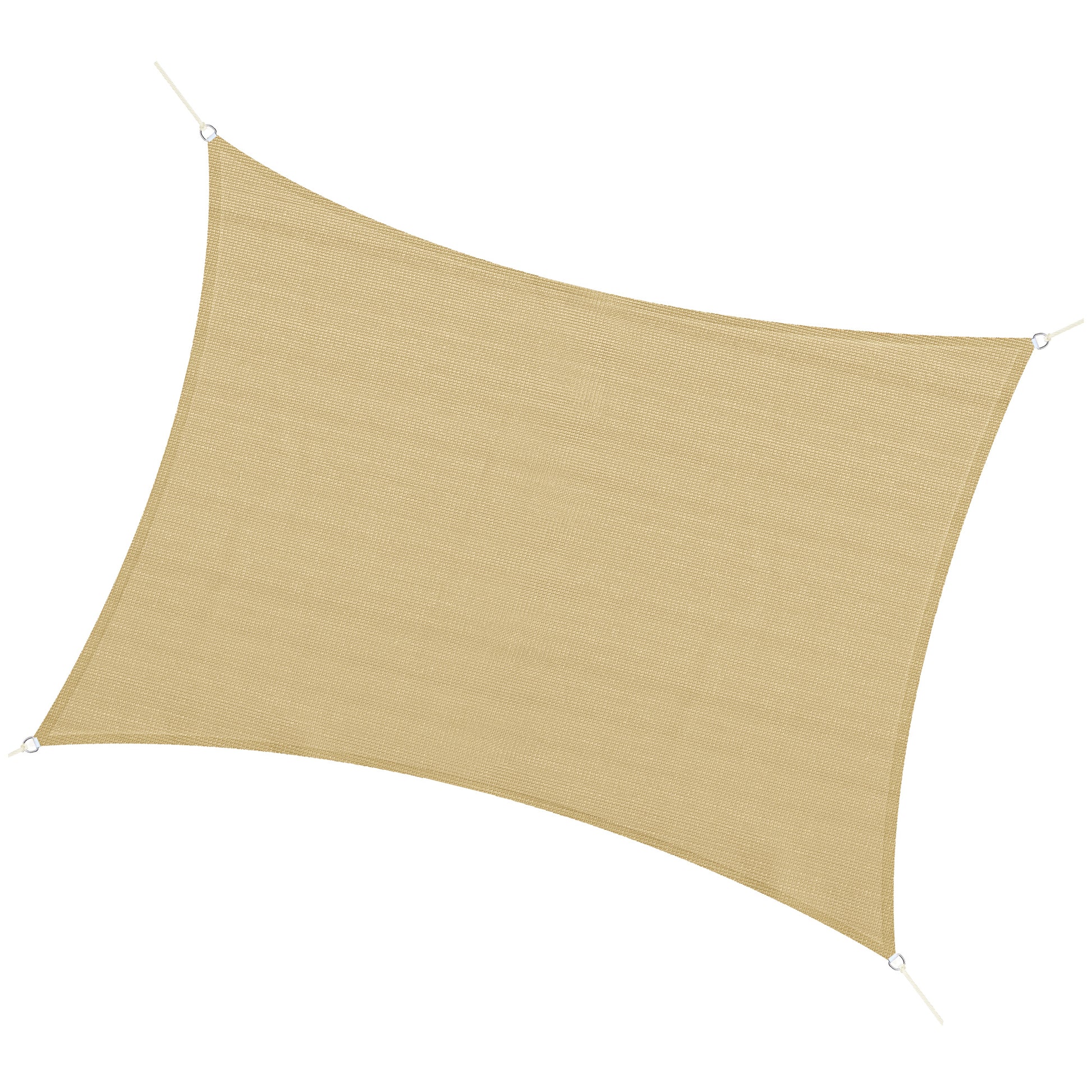 Rectangular Sun Shade Sail 4 x 3 m High-Density Polyethylene UV Protection With Storage Bag - Beige Color