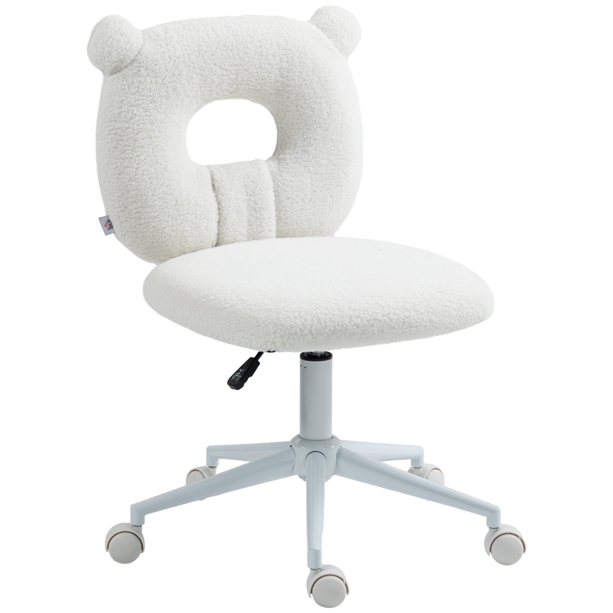 Office Chair, Height-Adjustable Desk Chair, Swivel Chair, Task Chair, Computer Chair for Living Room, Bedroom, Holds up to 120kg, Teddy Fleece, White