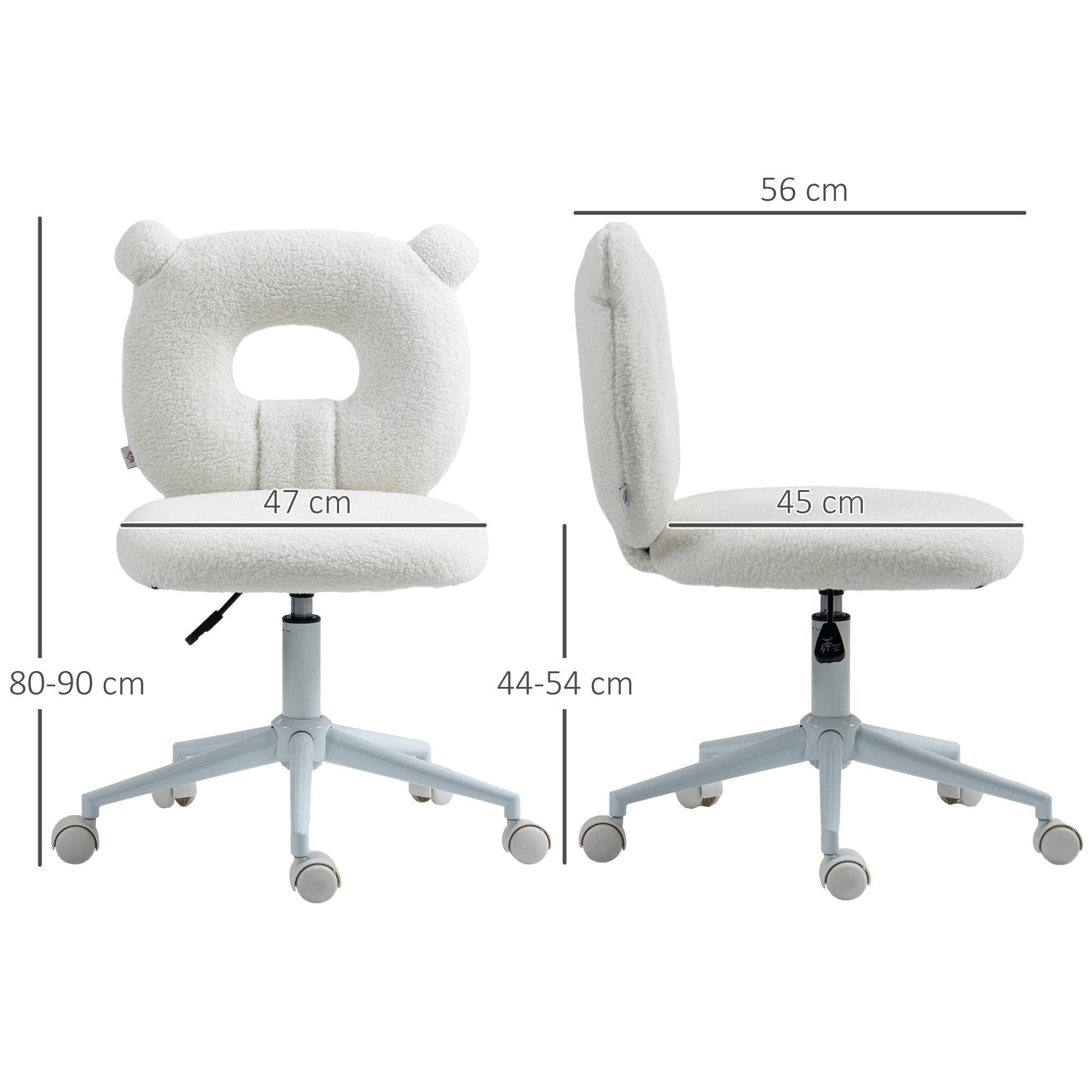 Office Chair, Height-Adjustable Desk Chair, Swivel Chair, Task Chair, Computer Chair for Living Room, Bedroom, Holds up to 120kg, Teddy Fleece, White