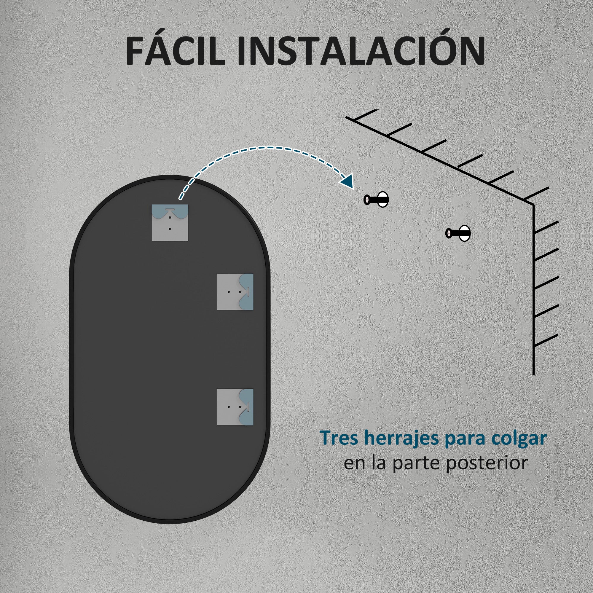 Oval Bathroom Mirror 40x70 cm with Aluminum Frame Decorative Wall Mirror Horizontal or Vertical for Living Room Entryway Hallway Black