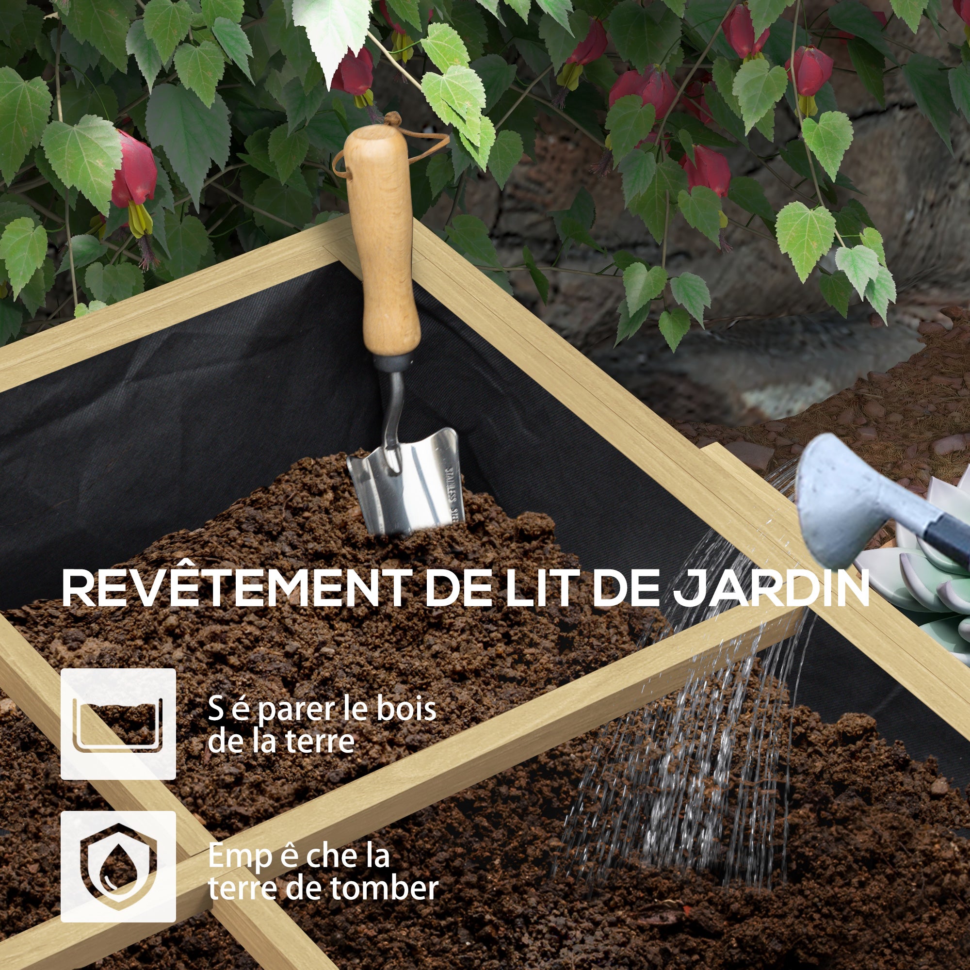 Rectangular Raised Planter with 12 Compartments - Raised Garden Bed with Foldable Side Shelves and Non-Woven Fabric Film 122L x 91.5W x 89H cm