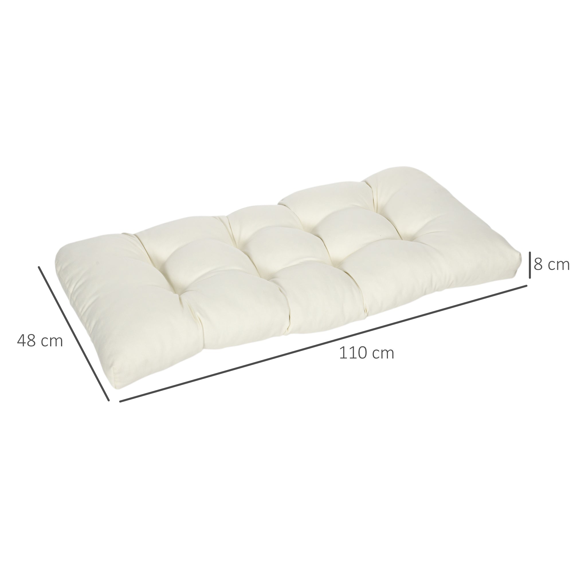 2-Seater Bench Cushion 43.3x18.9x3.1 inches Rectangular Cushion for Indoor and Outdoor Use Washable with 8 Stitches and Comfortable Seat for Chairs Sofas Cream