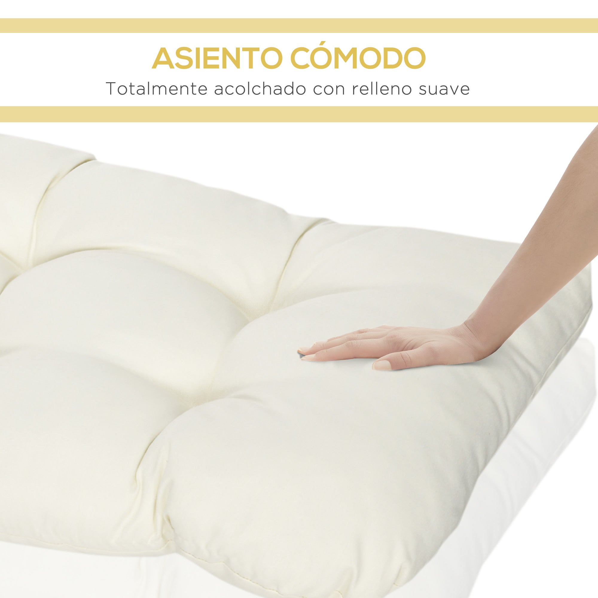 2-Seater Bench Cushion 43.3x18.9x3.1 inches Rectangular Cushion for Indoor and Outdoor Use Washable with 8 Stitches and Comfortable Seat for Chairs Sofas Cream
