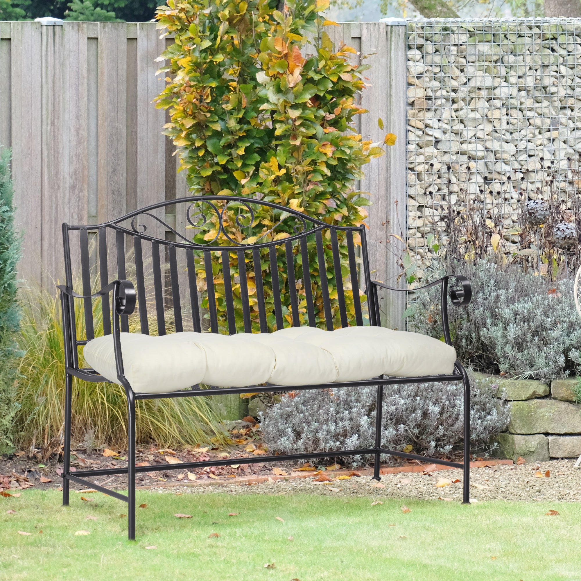2-Seater Bench Cushion 43.3x18.9x3.1 inches Rectangular Cushion for Indoor and Outdoor Use Washable with 8 Stitches and Comfortable Seat for Chairs Sofas Cream