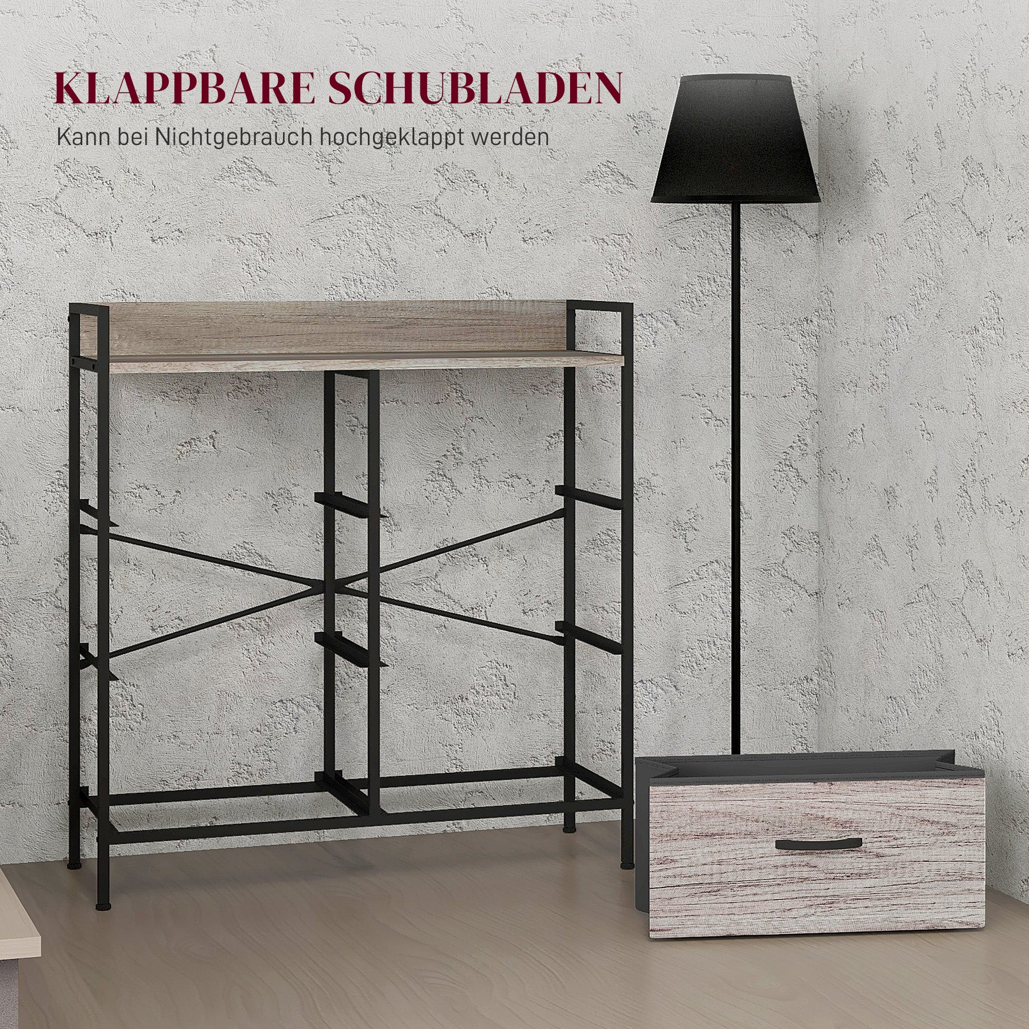 Chest of Drawers with 6 Fabric Drawers Storage Cabinet Dresser with Woodgrain, Handles, Steel Frame, Industrial Design Sideboard for Living Room Gray