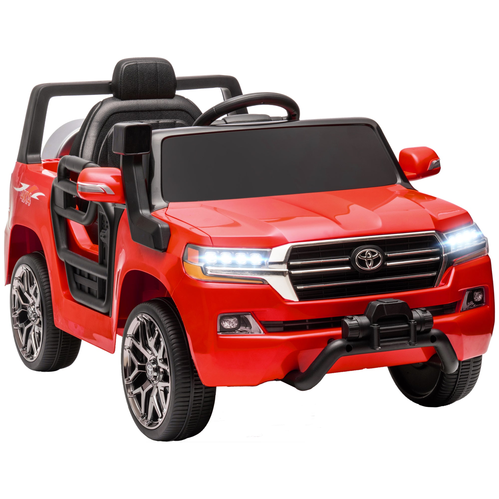 Electric Car for Kids +3 Years Toyota LAND CRUISER Electric Car with 12V Battery Remote Control Headlights Horn Soft Start and MP3 Music Red