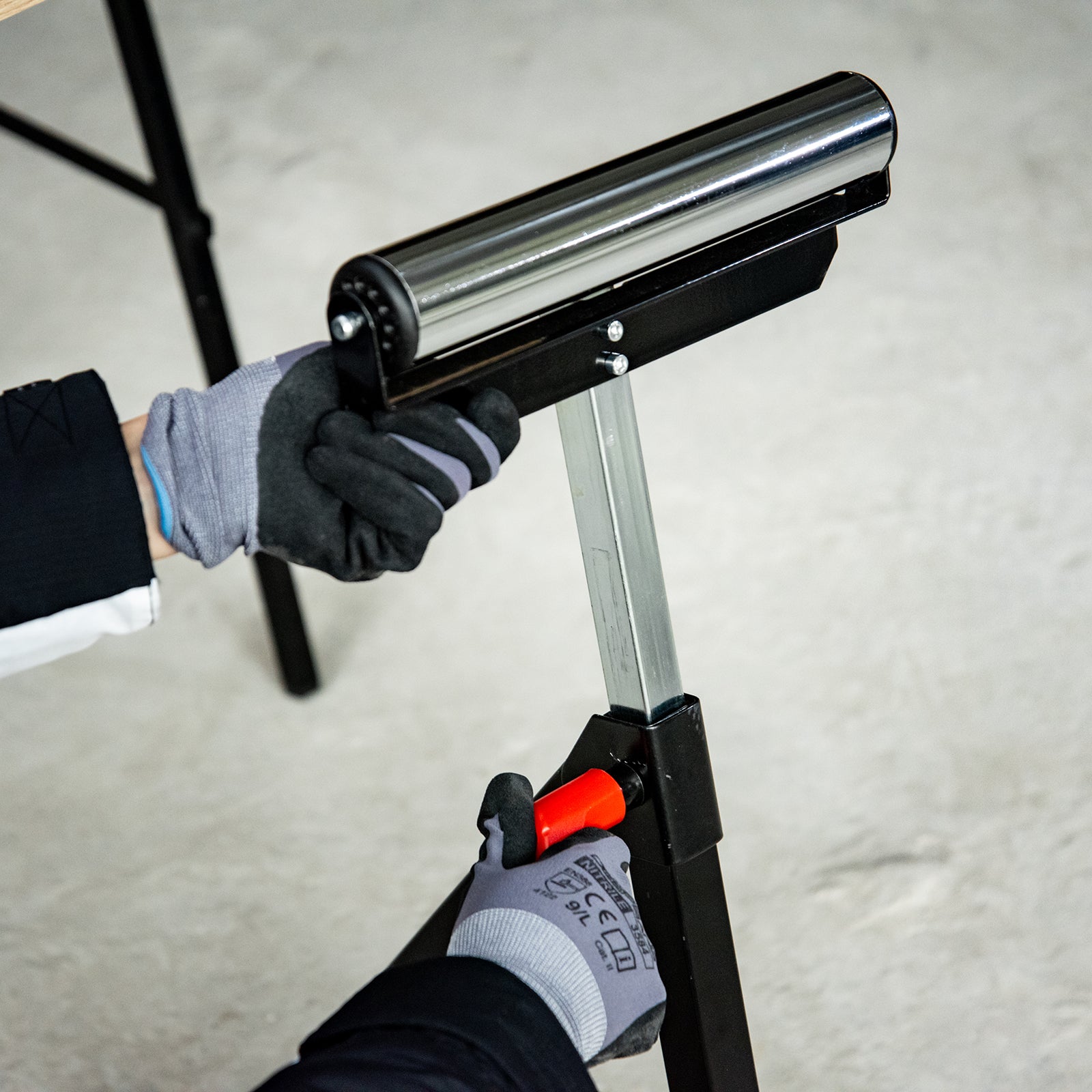 Roller Stand, Roller Support, Height Adjustable Work Stand, Roller Stand, Support Stand, up to 90 kg, Metal, Black, 44 x 50 x 68-110 cm