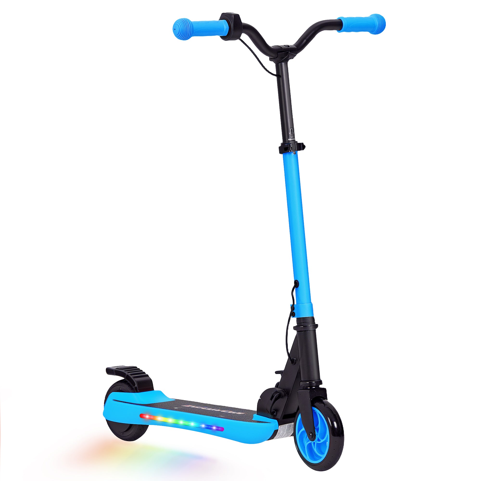 SPORTNOW Foldable Electric Scooter MAX 10 KM/H Electric Scooter for +6 Years Old 120 W Motor Range 6 KM 5" - 5.5" Wheels Rear Brake Adjustable Height LED Lights and Blue Aluminum Frame