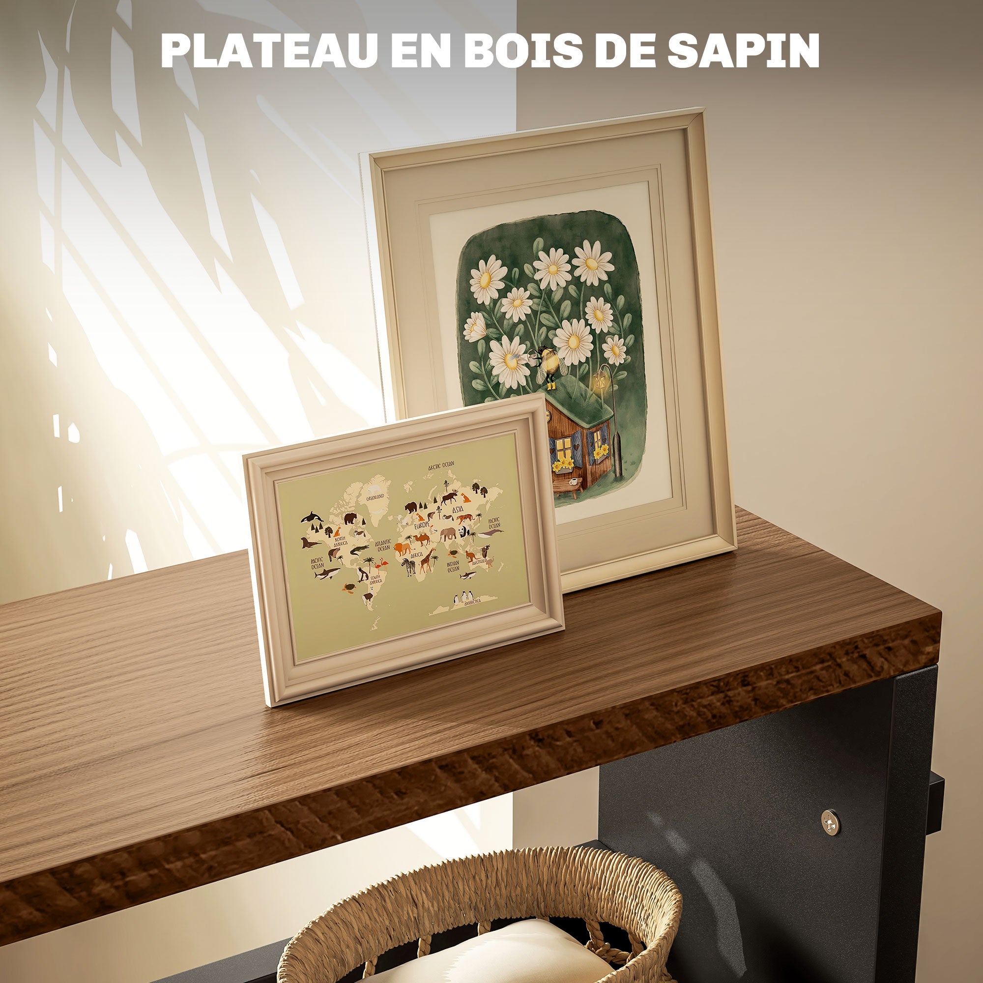 Storage Trolley Cart with Wheels and 3 Storage Levels, dim. 51.5L x 13W x 80H cm, for Kitchen Bathroom Office, black