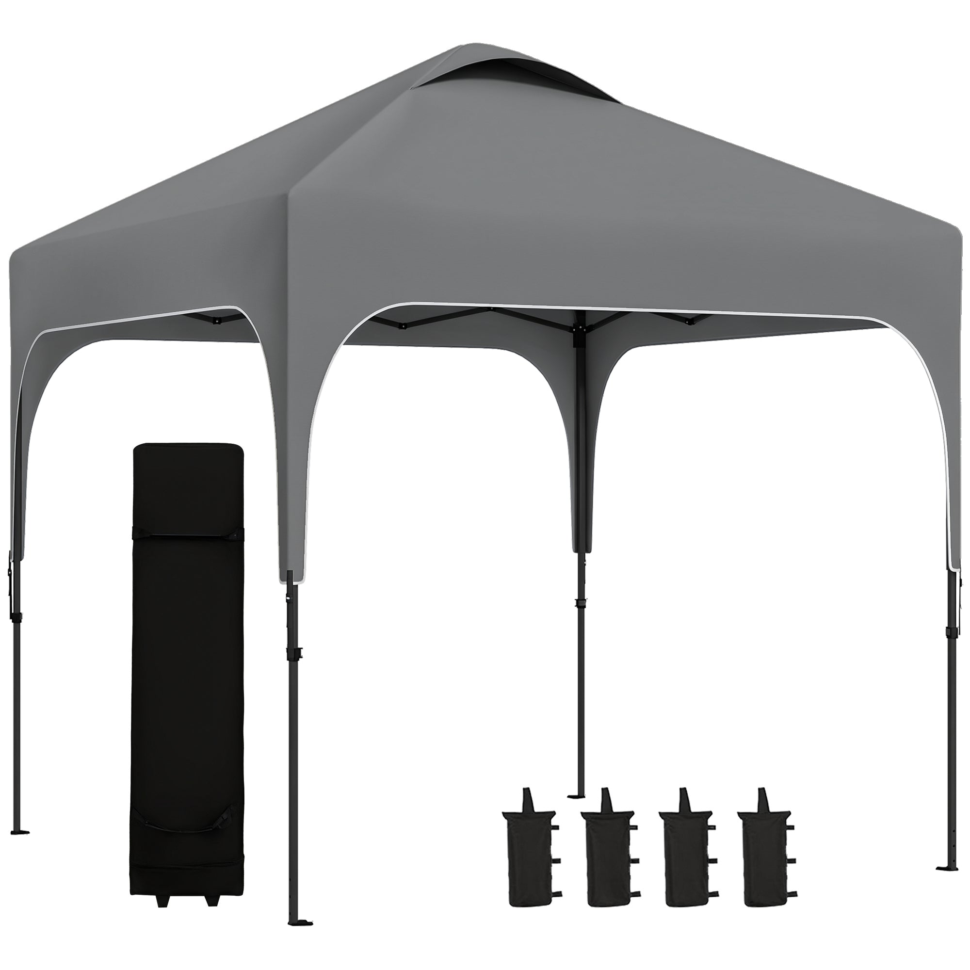 Garden Gazebo 2.5 x 2.5 m foldable pop-up barnum adjustable height on 4 levels Oxford fabric anti UV50+ steel frame carry bag included grey